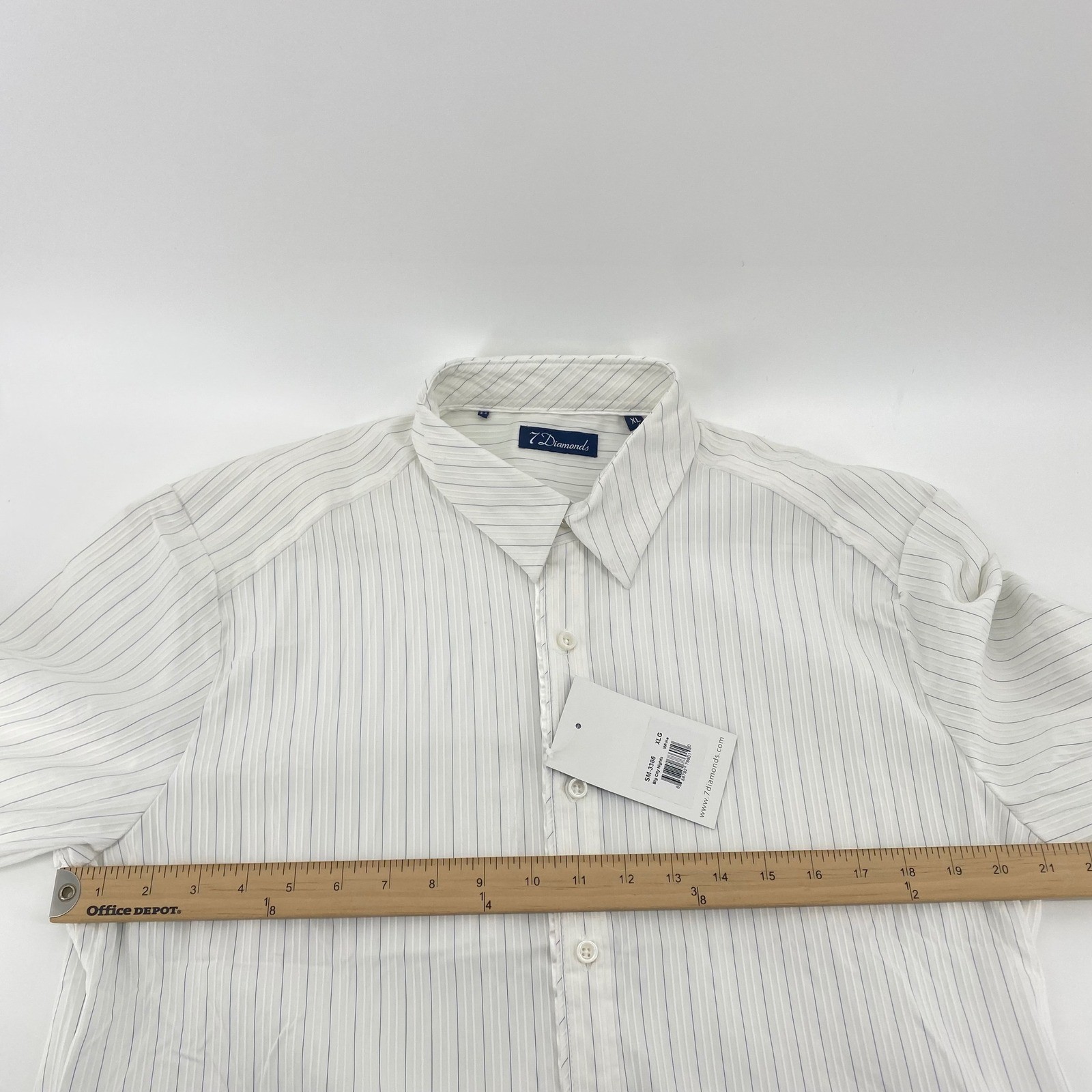 7 Diamonds Button Down Men XL White Pinstripe Big City Nights Long Sleeve
