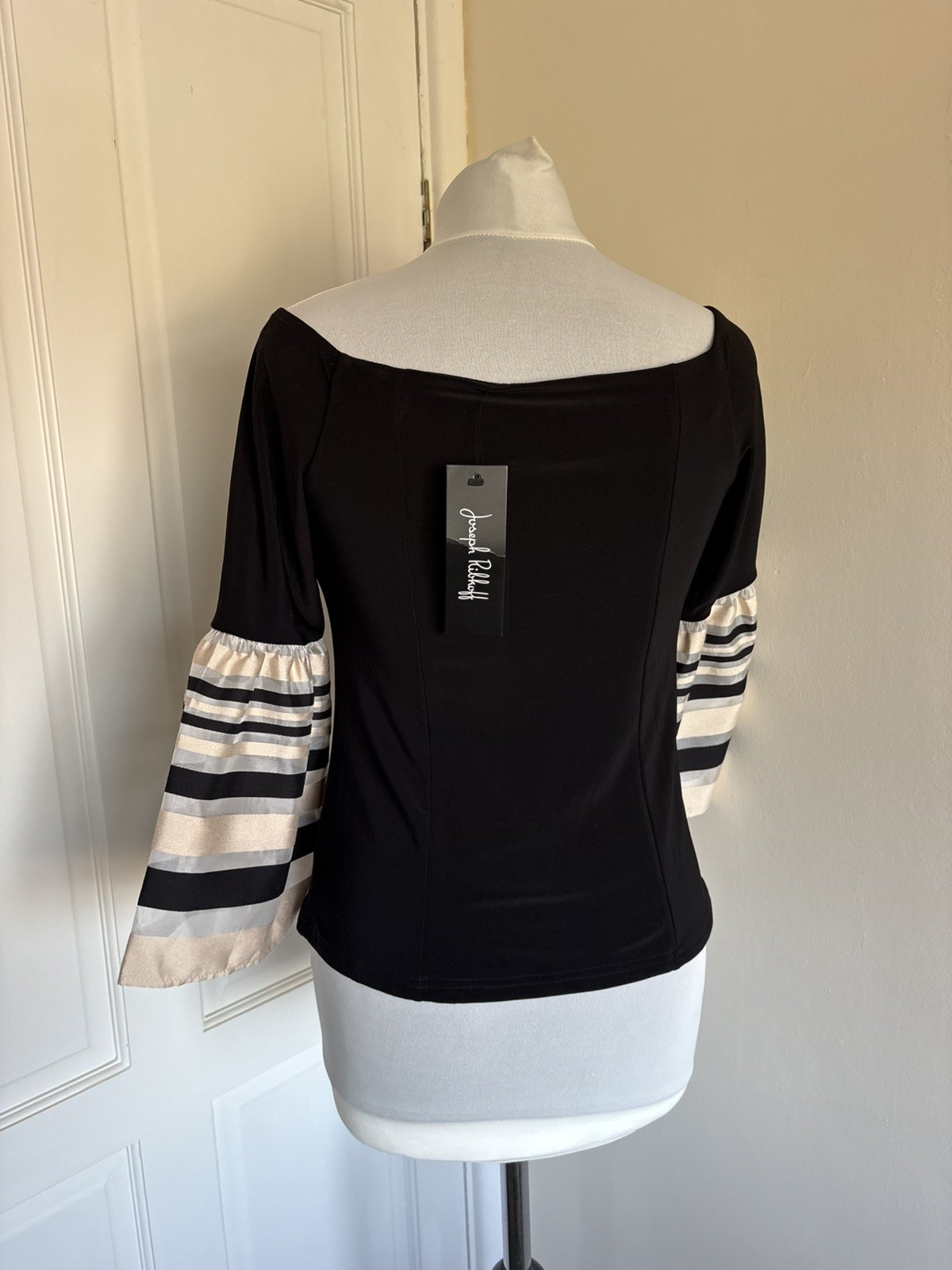 Joseph Ribkoff Ladies Black Off the Shoulder Flared Sleeve Top Size UK 12 BNWT