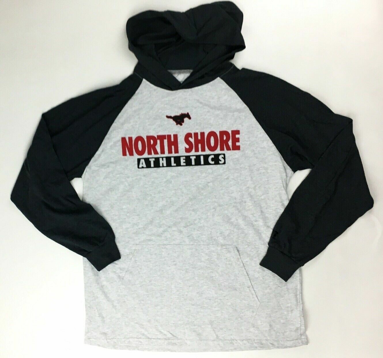 Russell NSSH North Shore Mustangs Training Pullover Hoodie Men’s Large Gray Red
