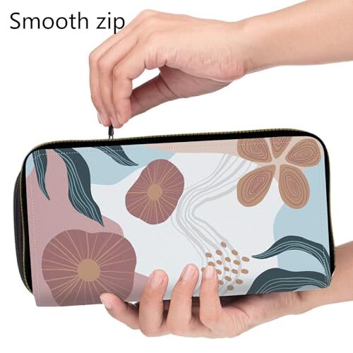 Womens Wristlet Wallets Large Capacity Card Holder Cash Pocket Zip Around Top