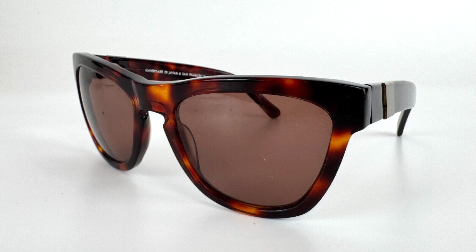 Westward Leaning Sunglasses Wmn Brown Tortoise Shell Frame Amber handmade Japan