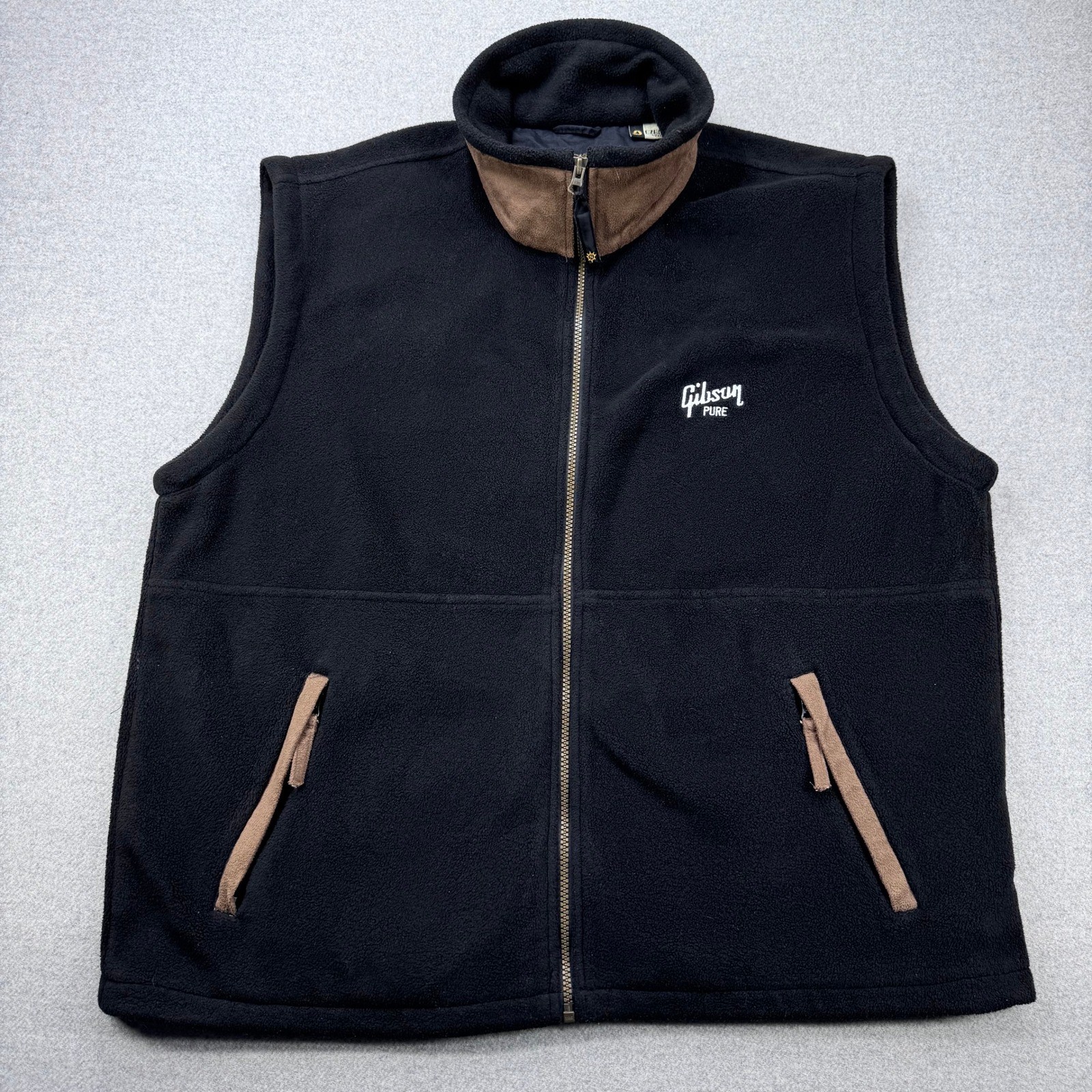 Gibson Guitars Fleece Vest Mens Large Black “Gibson Pure” Promotional VTG Y2K