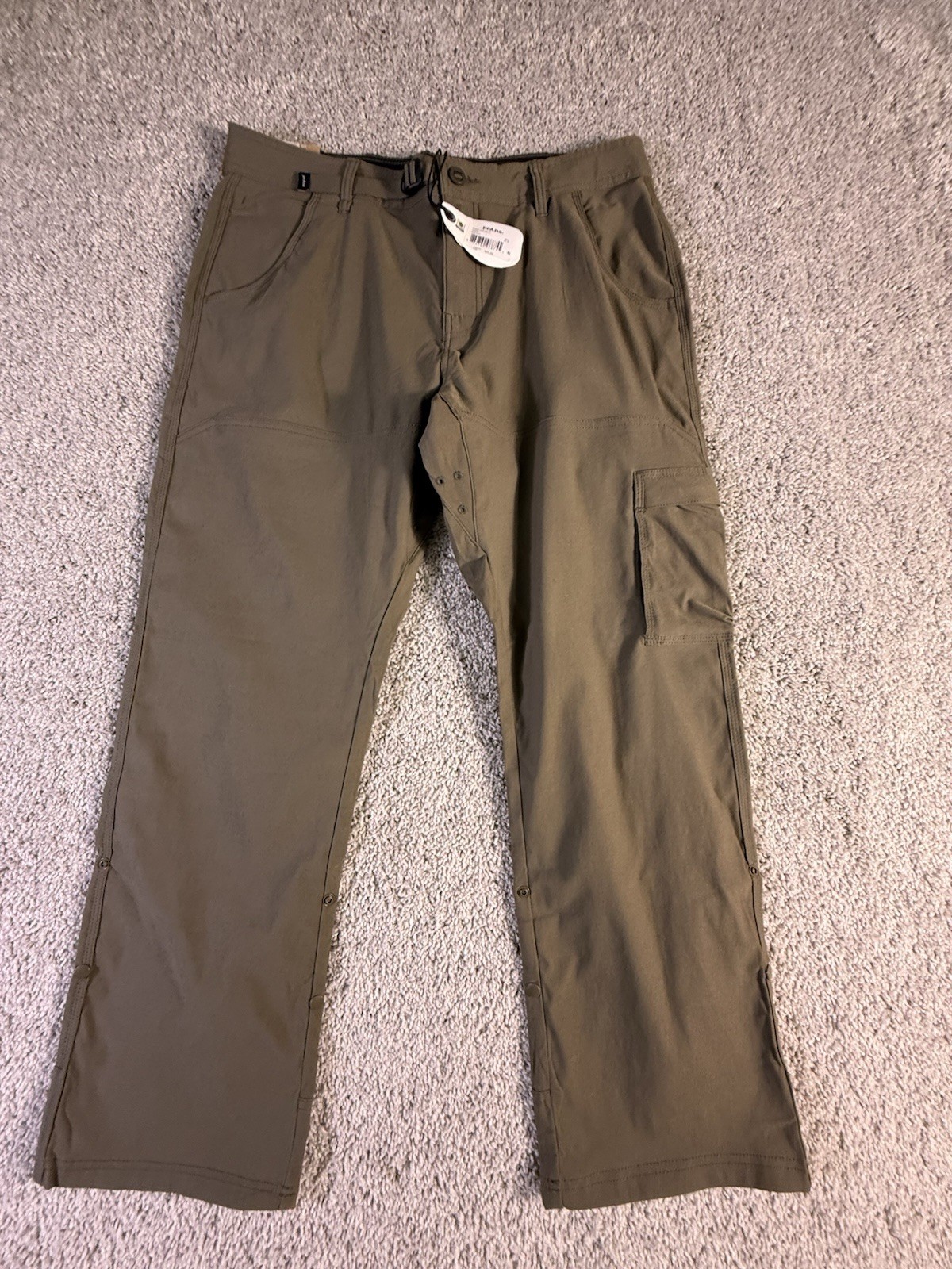 NEW Prana Zion II Pants 34X30 Stretch Relaxed Fit Cargo Slate Green Straight