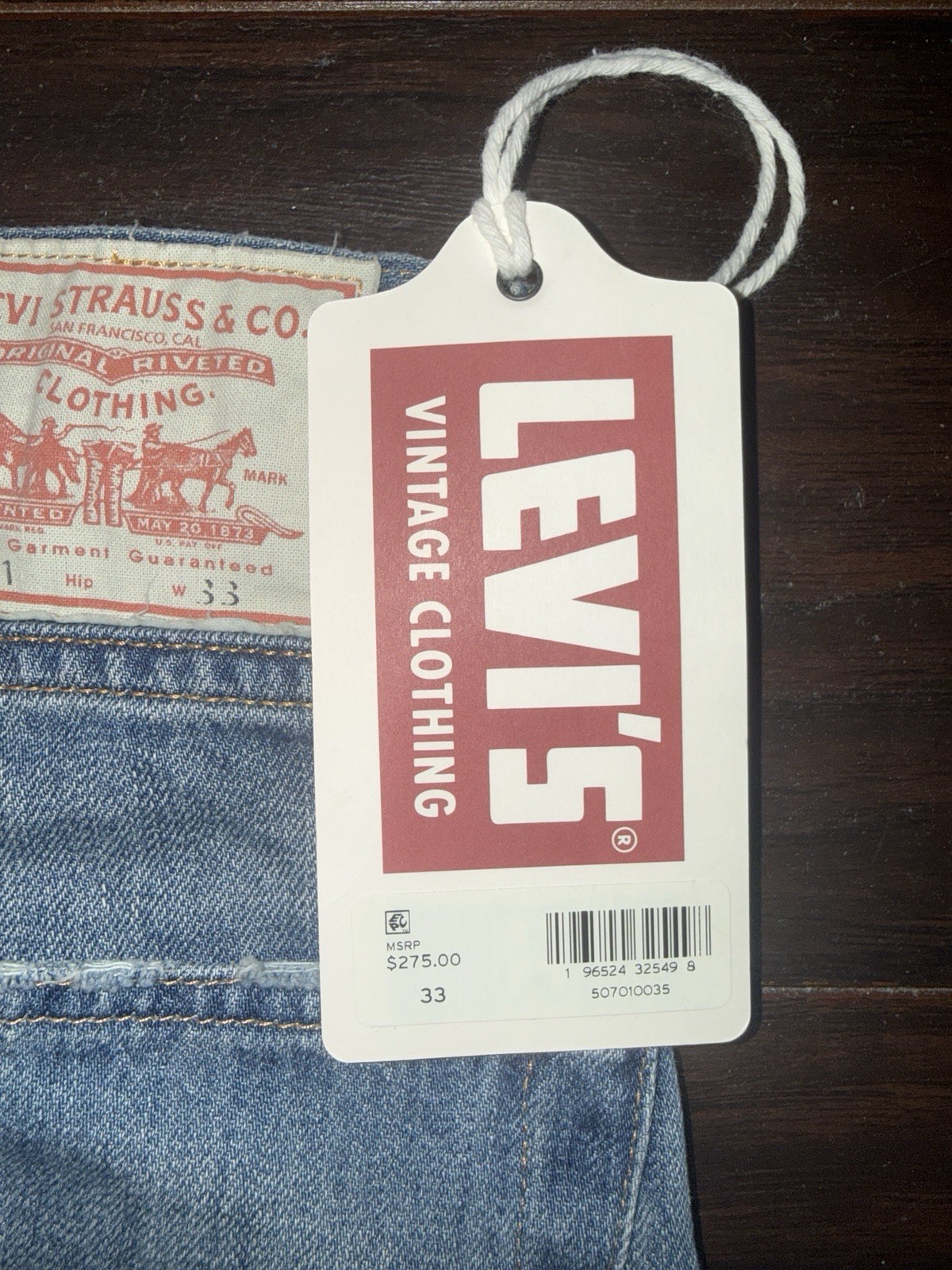 Levi’s Vintage Clothing Men’s 701 Blue Denim Jeans 33×30