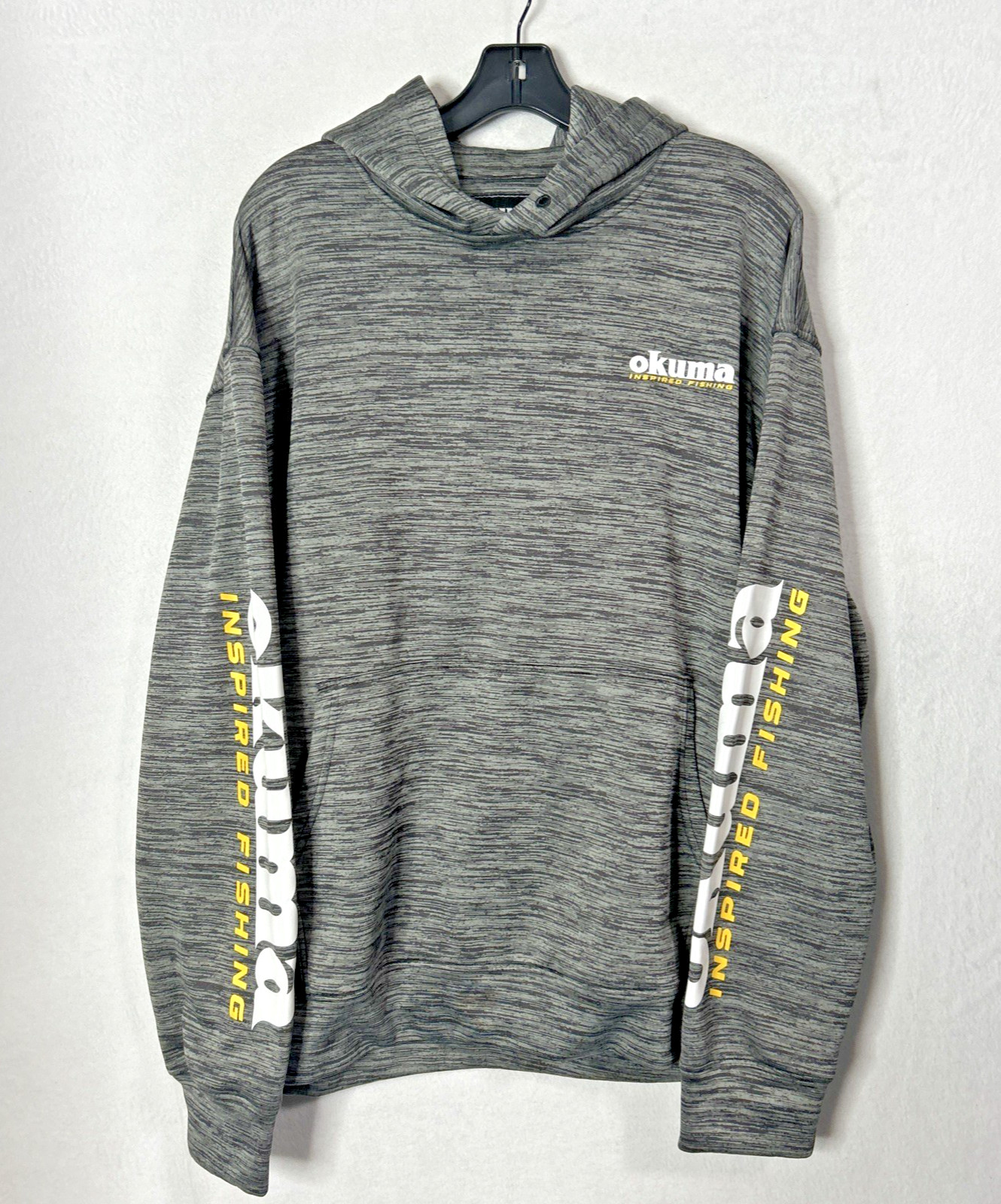 Okuma Inspired Fishing Hoodie Mens XL Gray With Black Lines Design AHODG-XL Gray