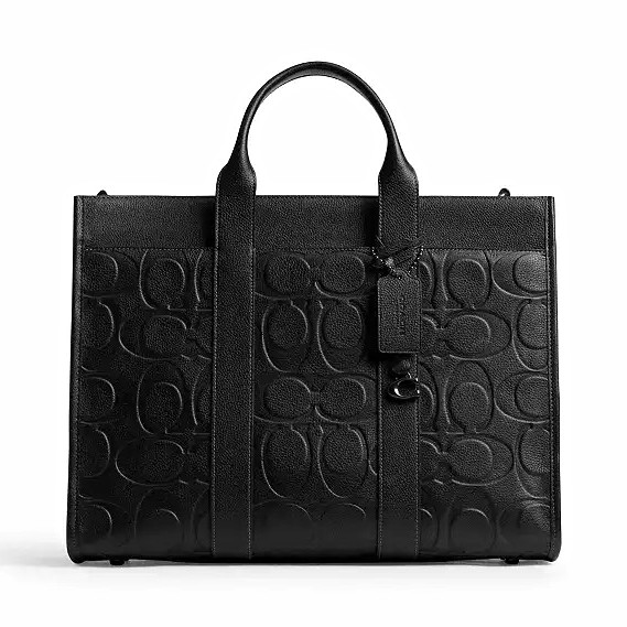 Coach Black Westley Tote In Maxi Signature Leather. NWT
