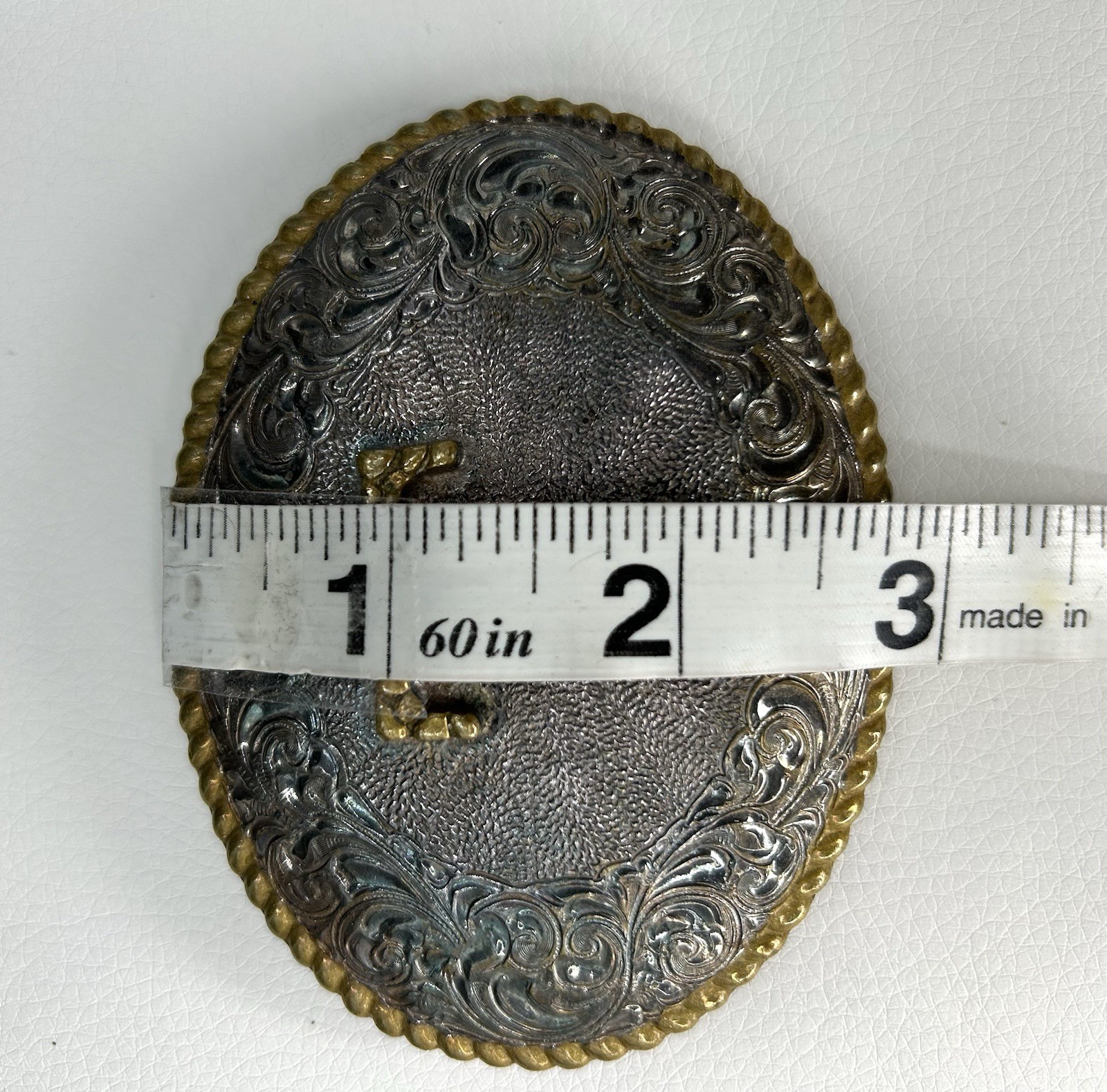 CRUMRINE “T” Initial Letter Monogram Vintage Silver Western Belt Buckle