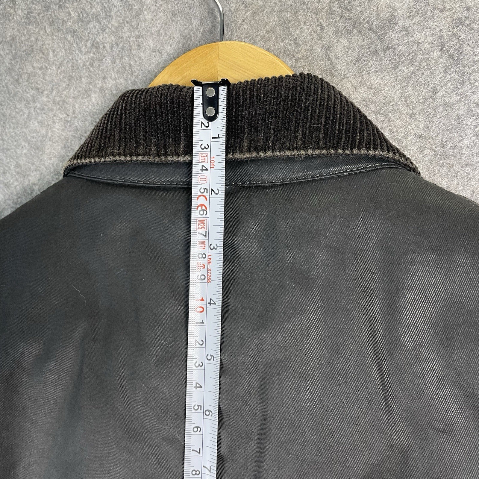 M&S Waxed Jacket Mens Medium Black Carbon Military Colour Padded Lining Outdoor