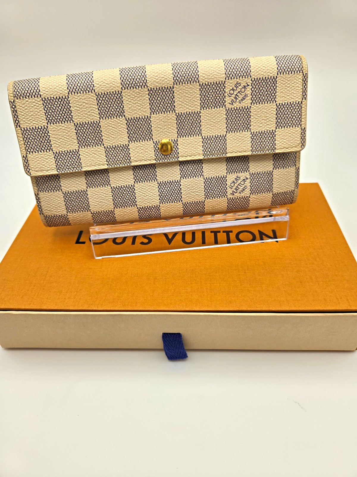 Louis Vuitton Damier Azur Sara Wallet W Box Dust Bag And COA