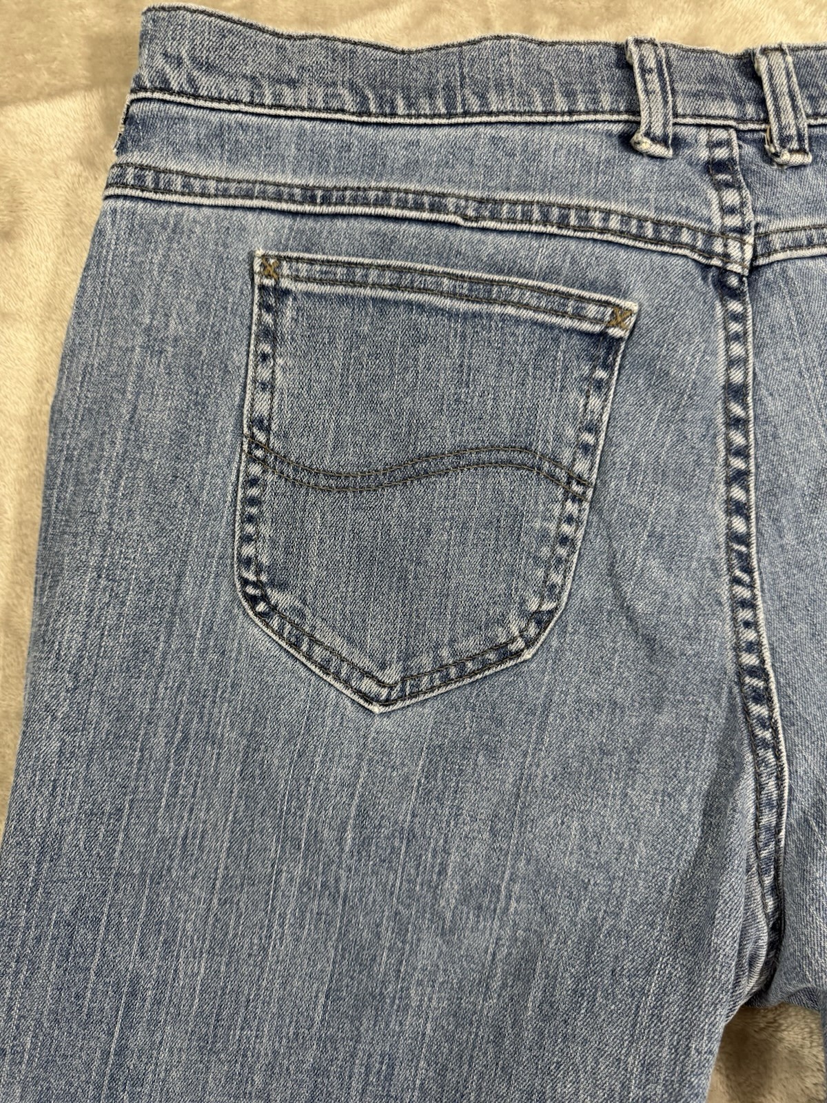 Lee Womens Jeans 16 Short Relaxed Straight Leg High Rise Stretch Light Wash