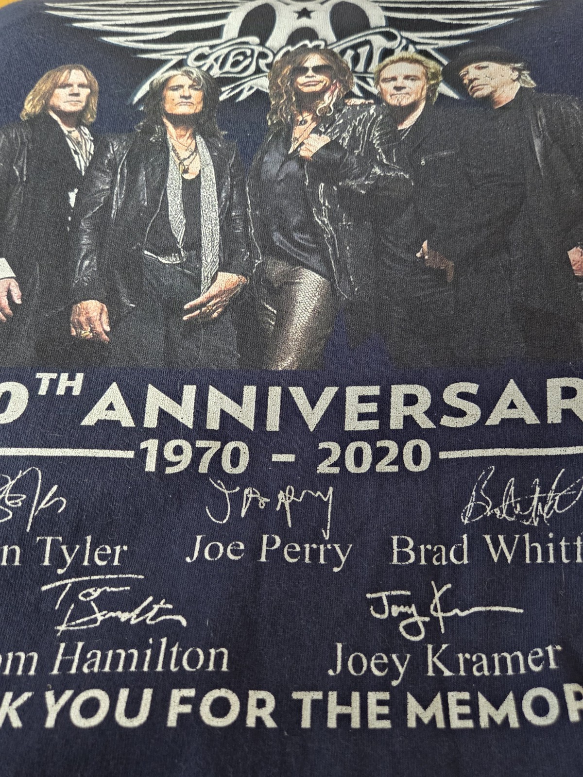 Aerosmith 50th Anniversary 1970-2020 Black Short Sleeve Crewneck T-Shirt Mens XL
