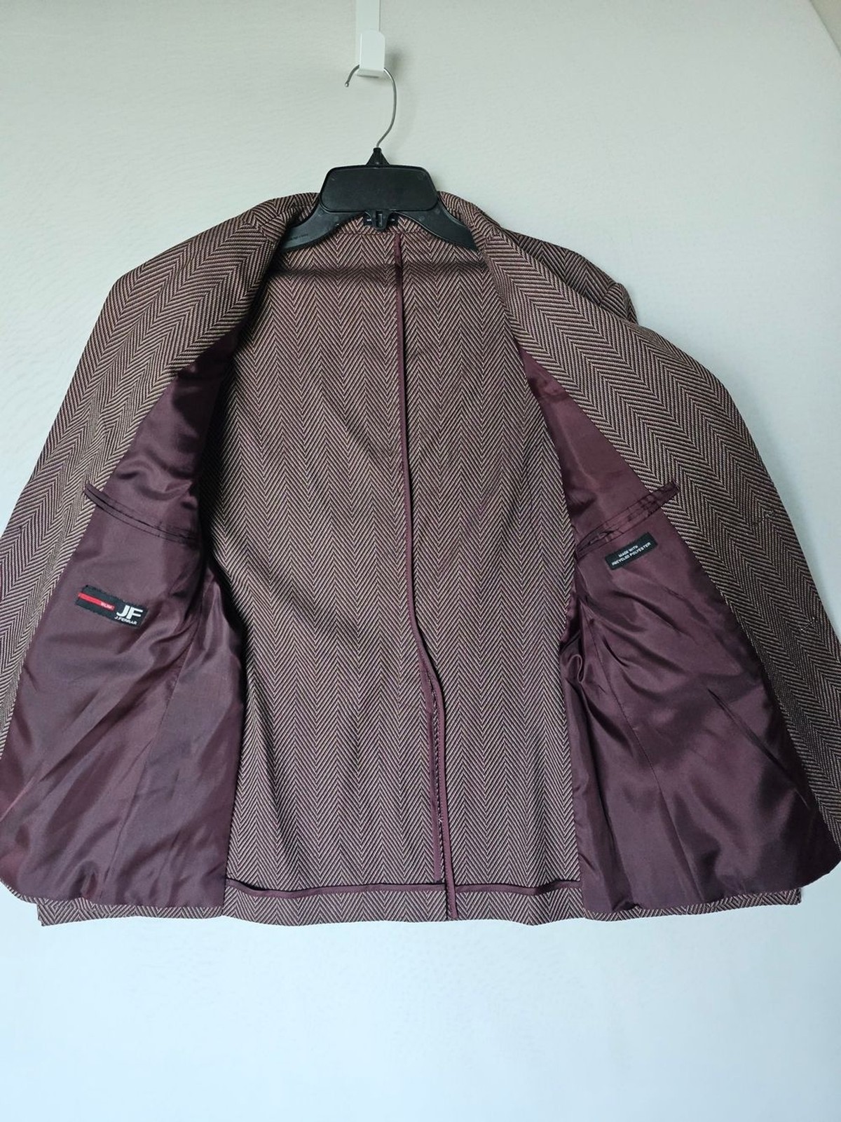 JF J.Ferrar Burgundy Herringbone Slim Fit Blazer Blazer Jacket – Size M (38/40S)