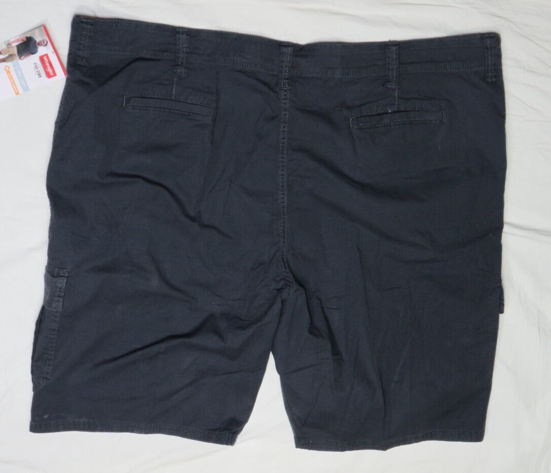 WRANGLER 5 STAR MEN 48 10″ CARGO SHORT S BLACK STRETCH COTTON RIPSTOP CANVAS NEW