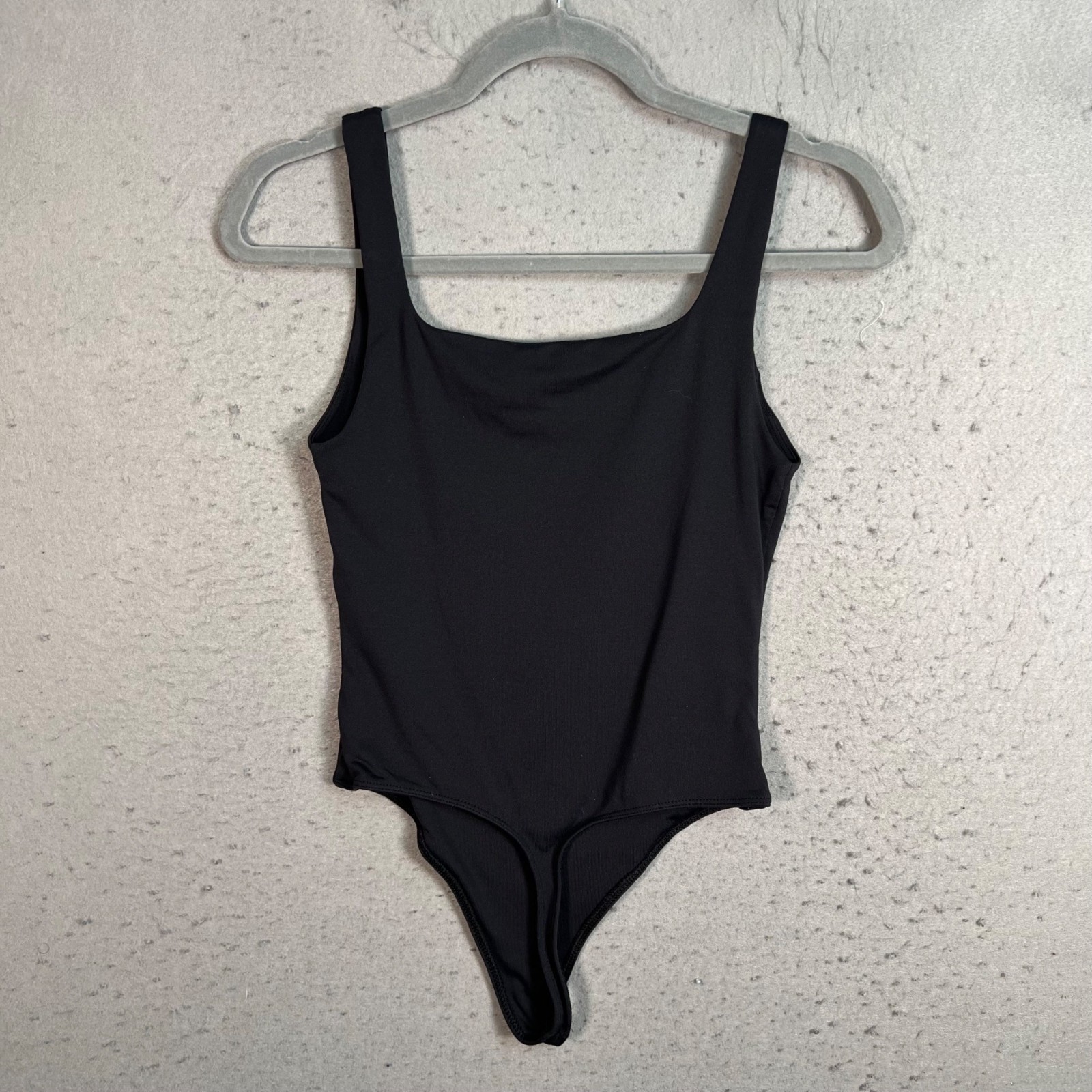 Babaton Womens Size Medium Black Square Neck Bodysuit Nylon & Elastane Blend