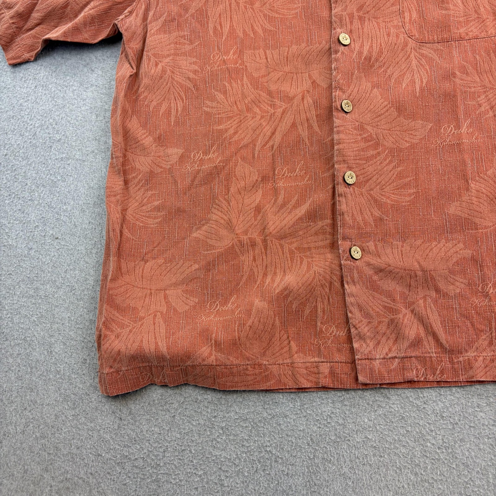 Duke Kahanamoku Shirt Mens XL Orange Floral Hawaiian Short Sleeve Button Up