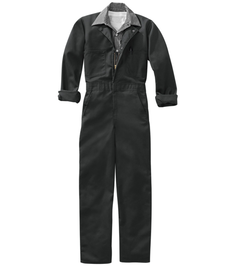 Men’s Black Industrial Work Coveralls – Long Sleeve Utility Mechanic Jumpsuit