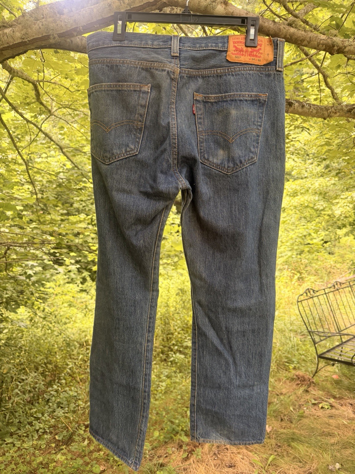 Levis 501 Original Fit Mens Blue Straight Leg Button Fly Jeans 34×30 00501-0194