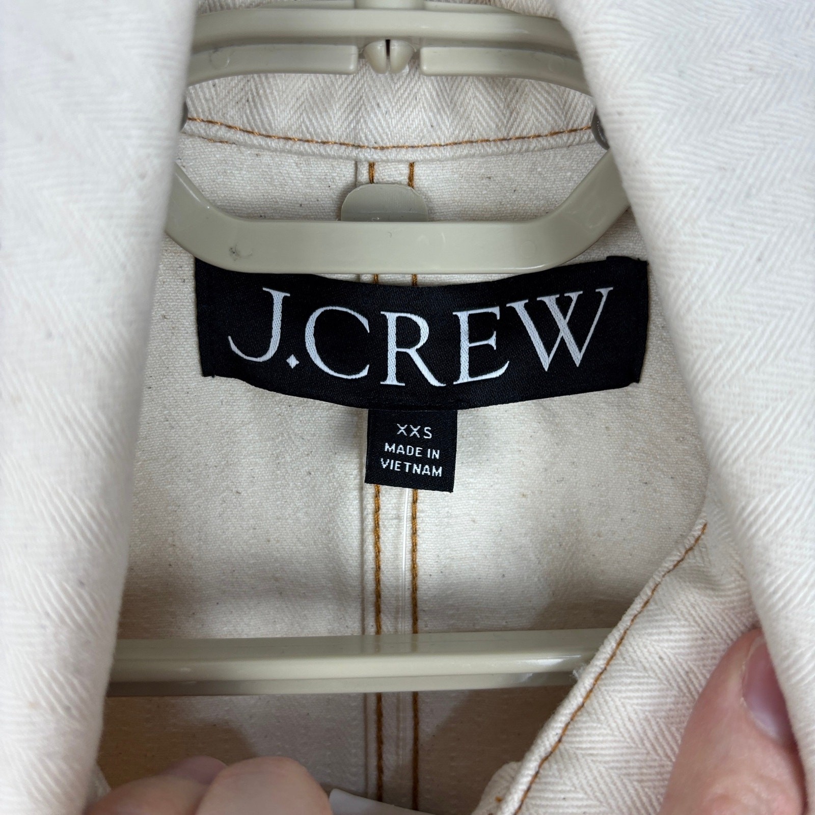 J. Crew Lightweight canvas chore jacket XXS Ecru Herringbone NEW CC262 utility