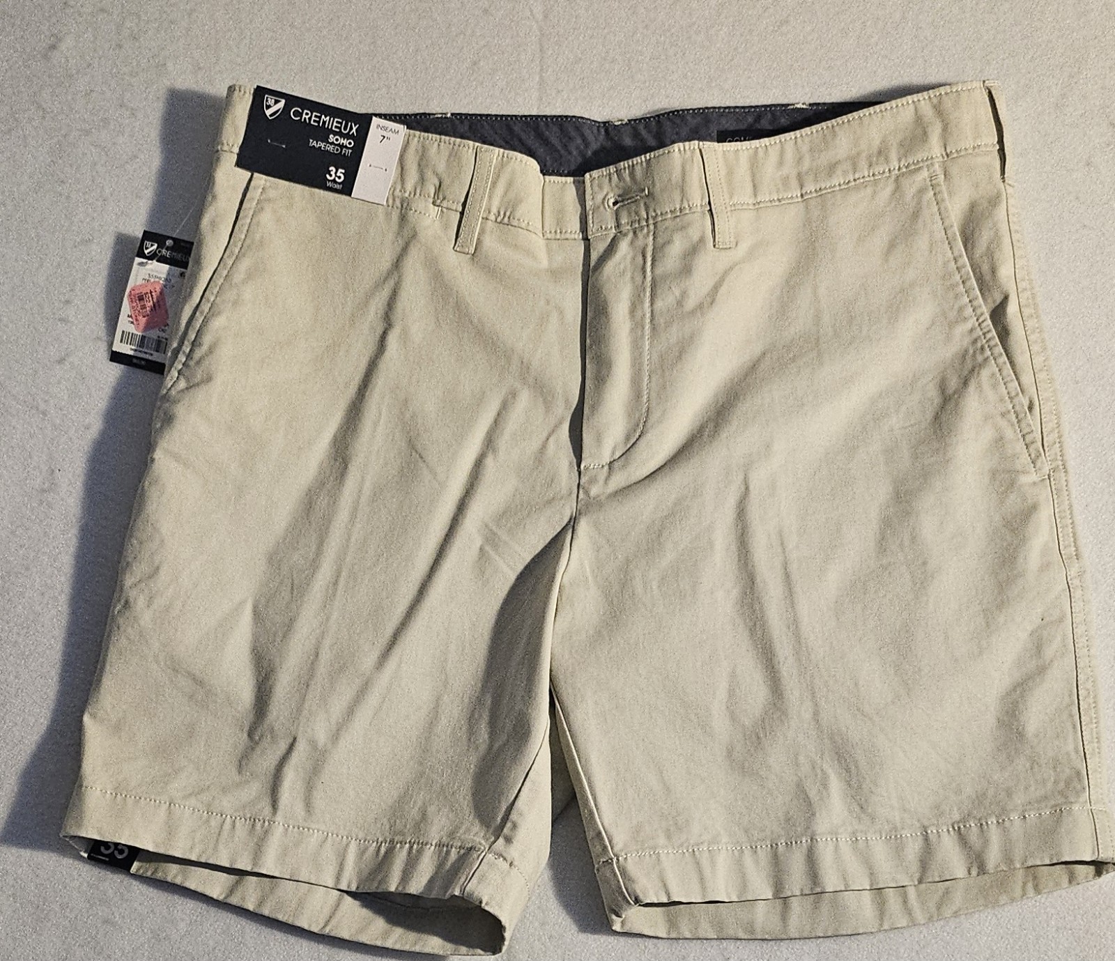 Cremieux Soho Tapered Fit Chino Shorts Cotton/Spandex Stretch Beige 7″