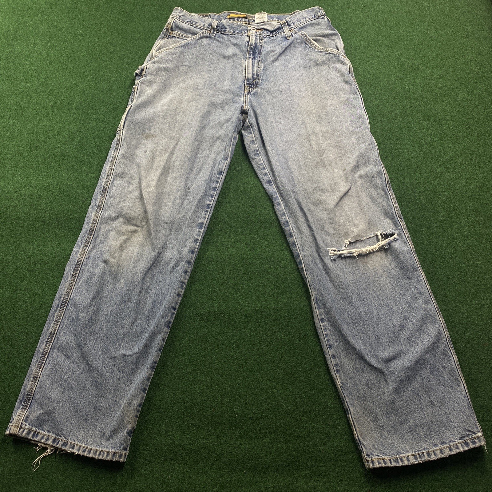 Vintage Levis Silvertab Jeans Mens 34 Blue Denim 90S BAGGY Wide Leg FITS 34×33
