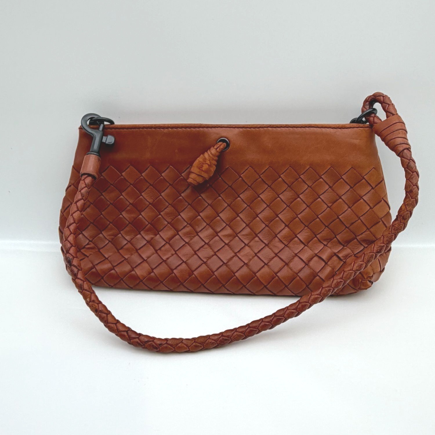 Bottega Veneta Intrecciato Leather Shoulder Bag Brown Braided Strap