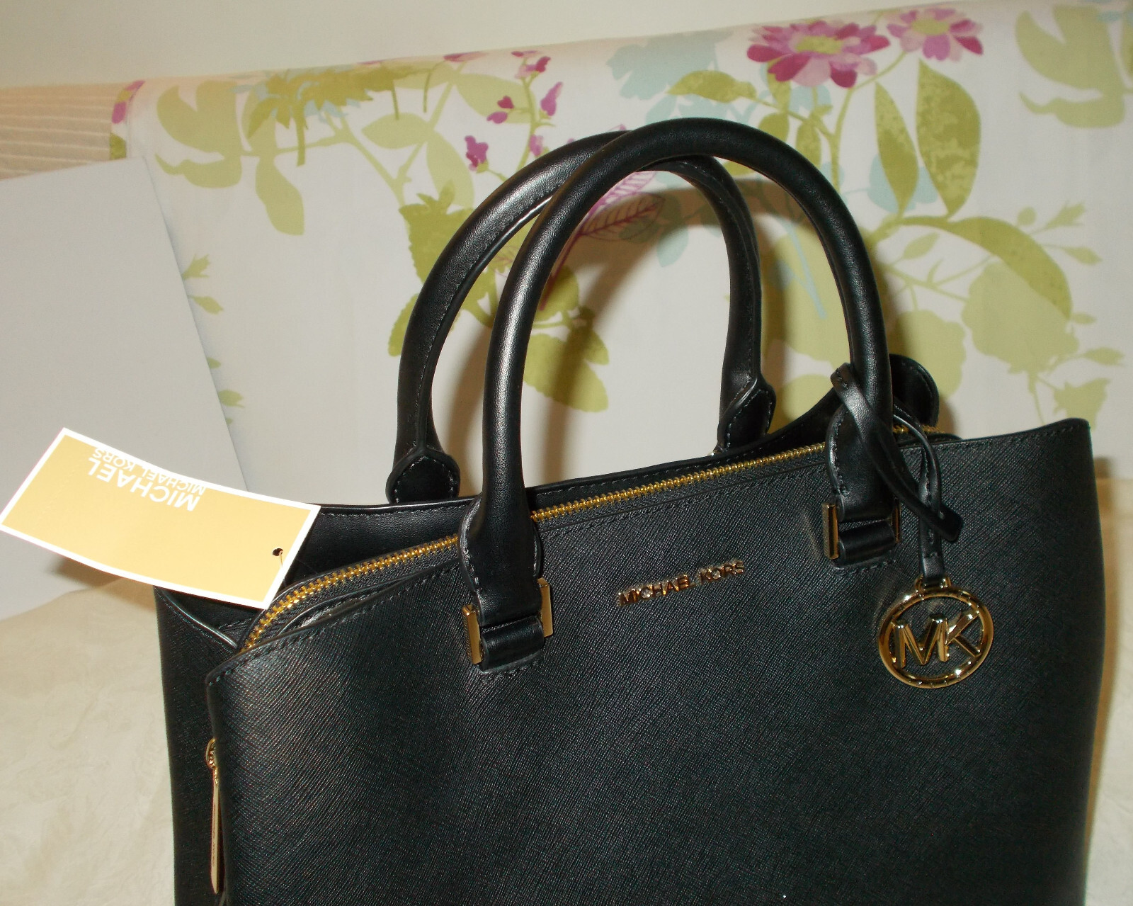 NWT MICHAEL KORS Savannah Large Satchel in Black Saffiano Leather