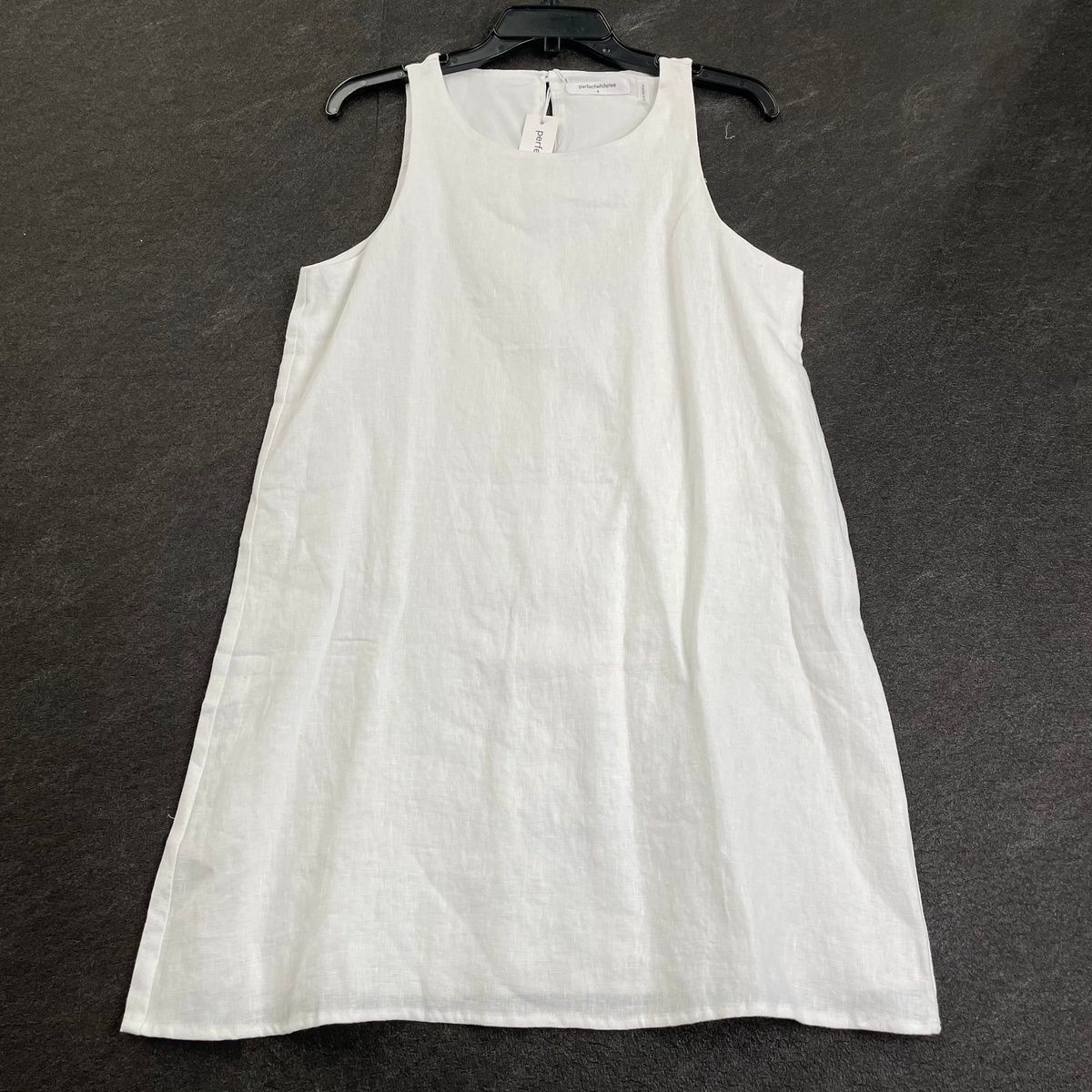 PERFECTWHITETEE Aileen Linen Mini Shift Dress Women’s Size S White