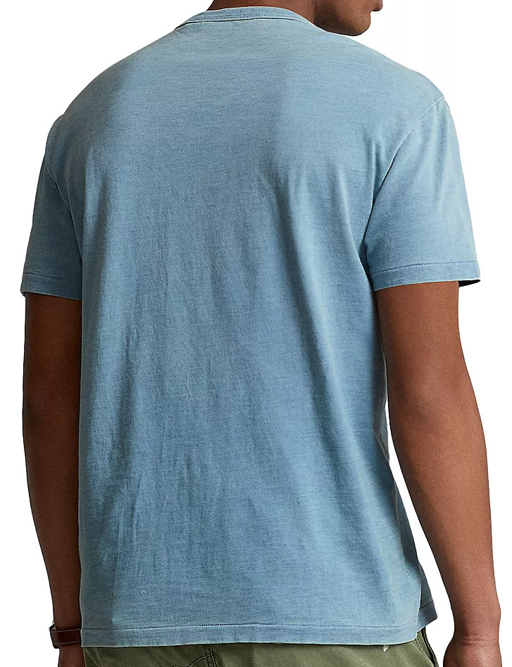 POLO RALPH LAUREN Men Classic Fit Light Indigo Blue US Flag Slub Cotton T-Shirt