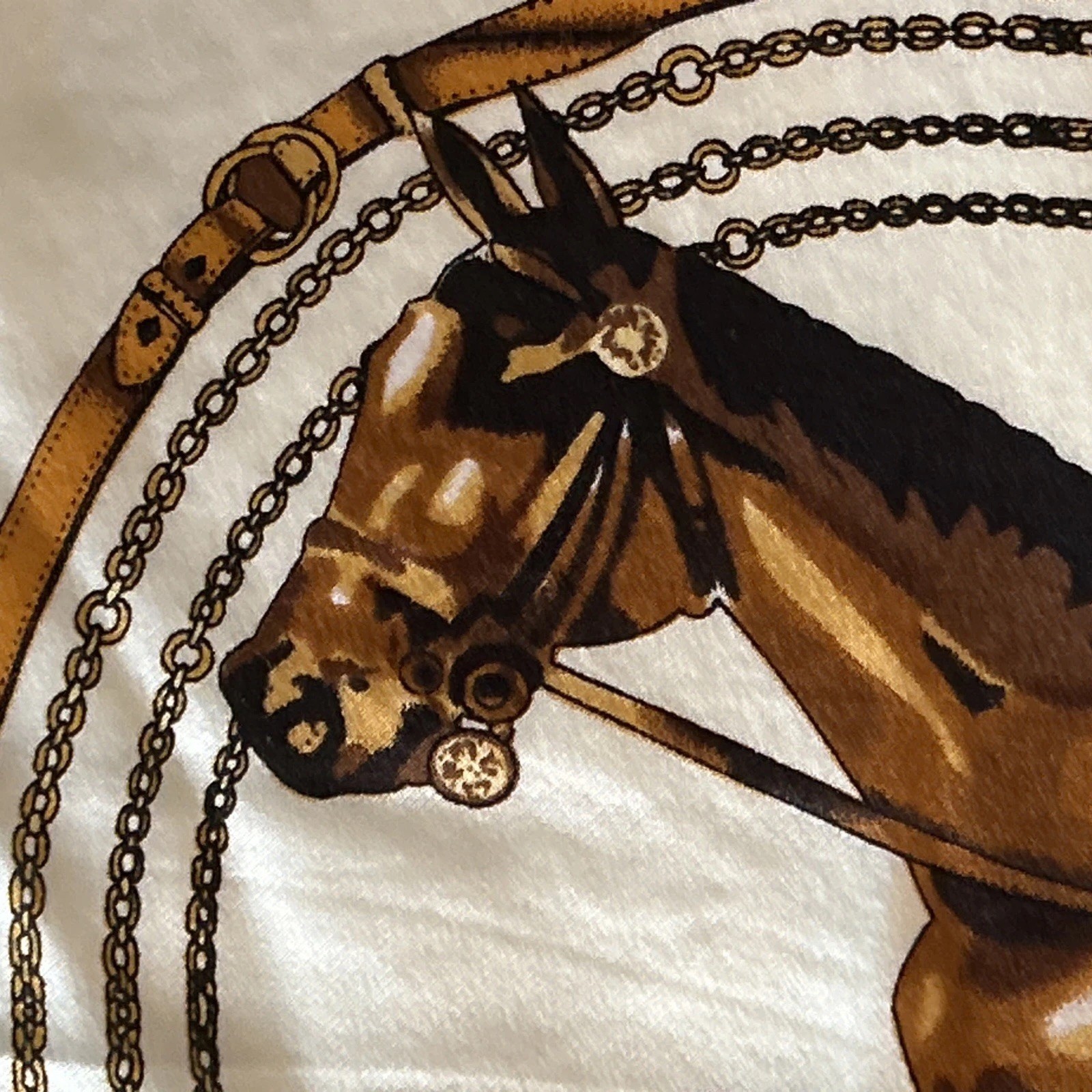 Scarf 100% Silk Gold Navy Blue And Beige Equestrian Scarf 20 Inches By 20 Inches