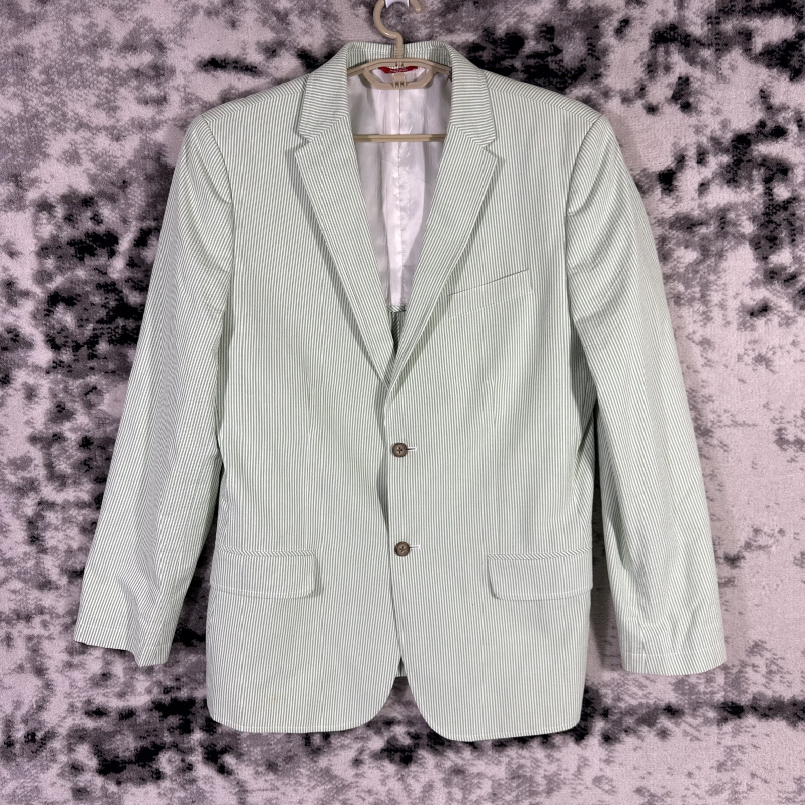 IZOD Blazer Mens Size Large Green Pinstripe Seersucker Preppy Old Money Avant