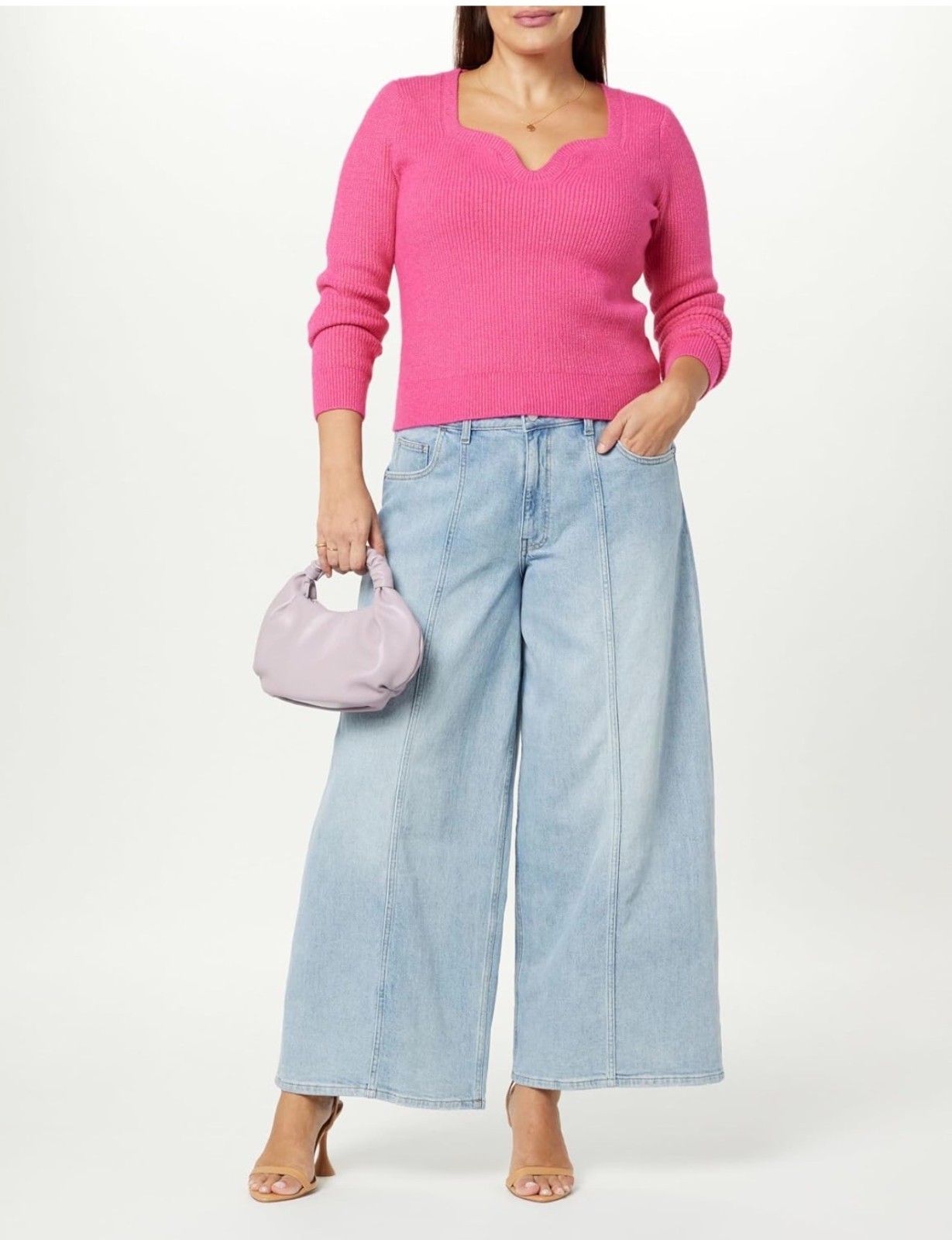 NWT The Drop Frida Relaxed Fit Wide Leg High Rise Light Indigo Jeans Size 30