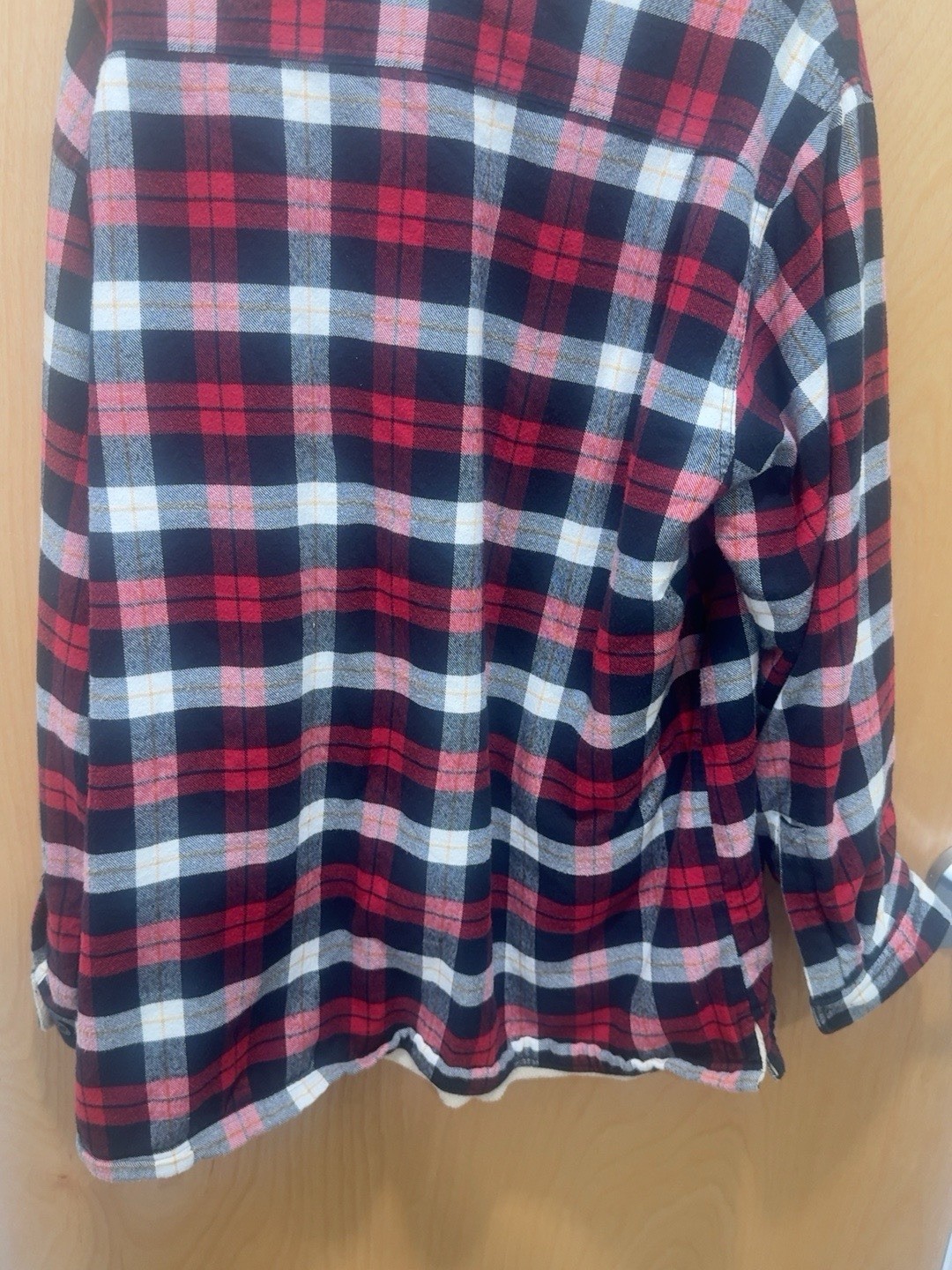 L.L.Bean Mens XL Fleece Lined Flannel Shirt Jacket Red Plaid Shacket 250393