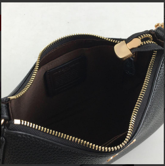 COACH CA209 TERI Shoulder Bag Hand Bag Black Refined Pebble Leather Outlet New