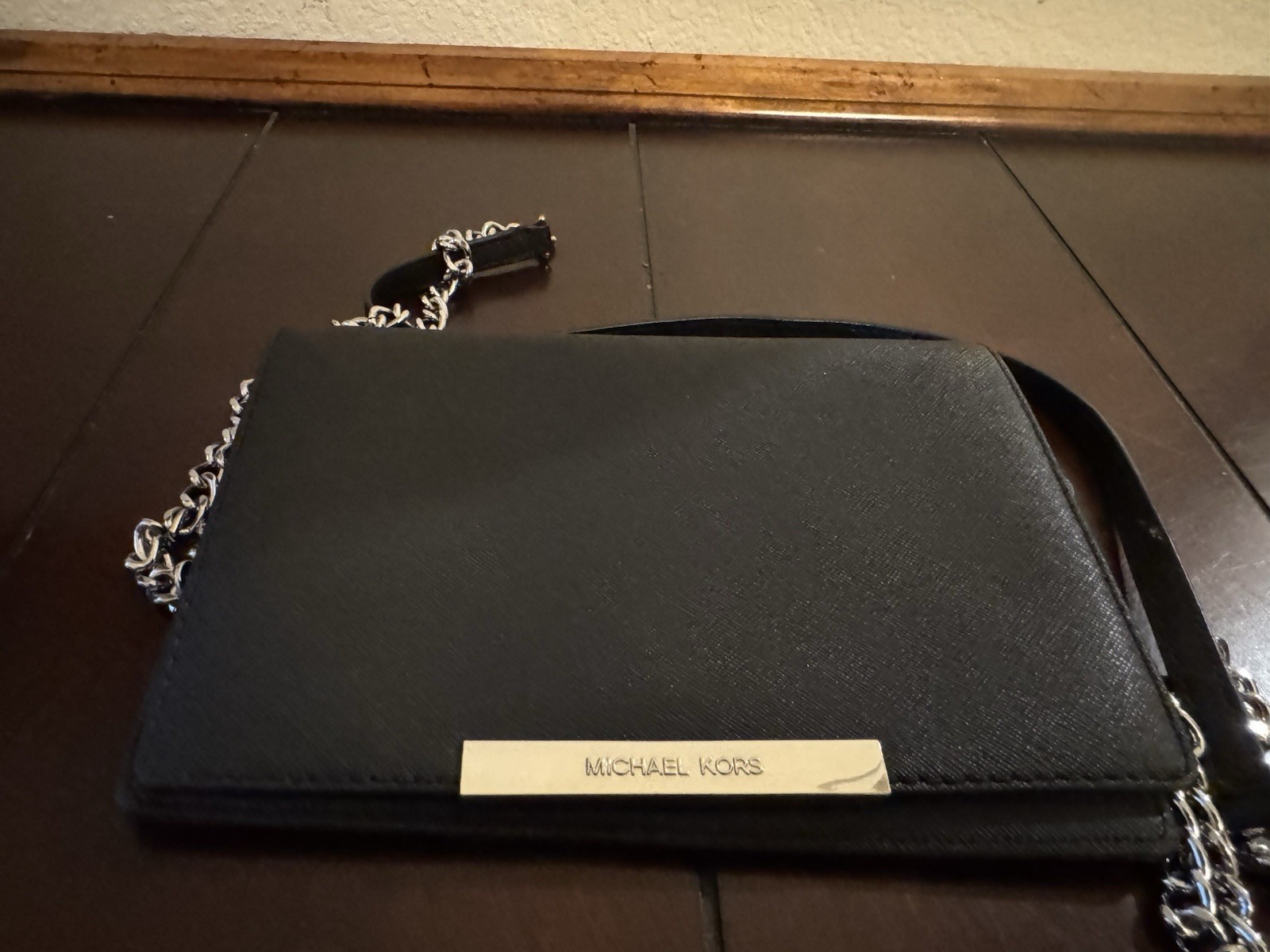 MICHAEL KORS MK Black Crossbody Evening Handbag Wallet Organizer Card Slots