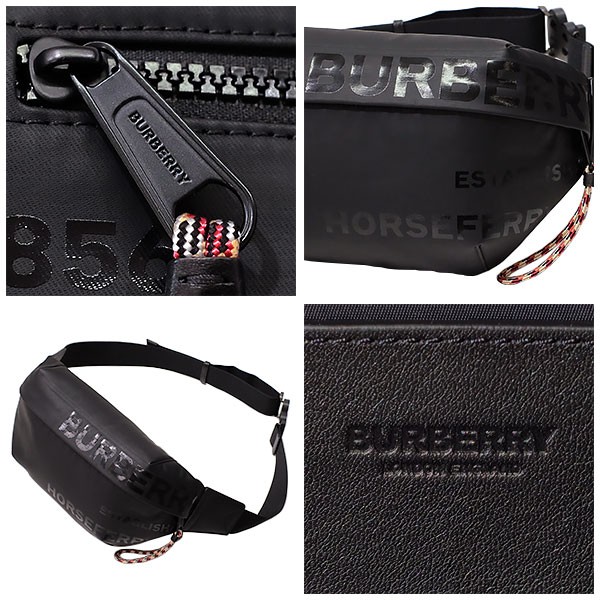 BURBERRY Horseferry TM Monogram Belt Bag Coated Canvas Leather 8036555 Black