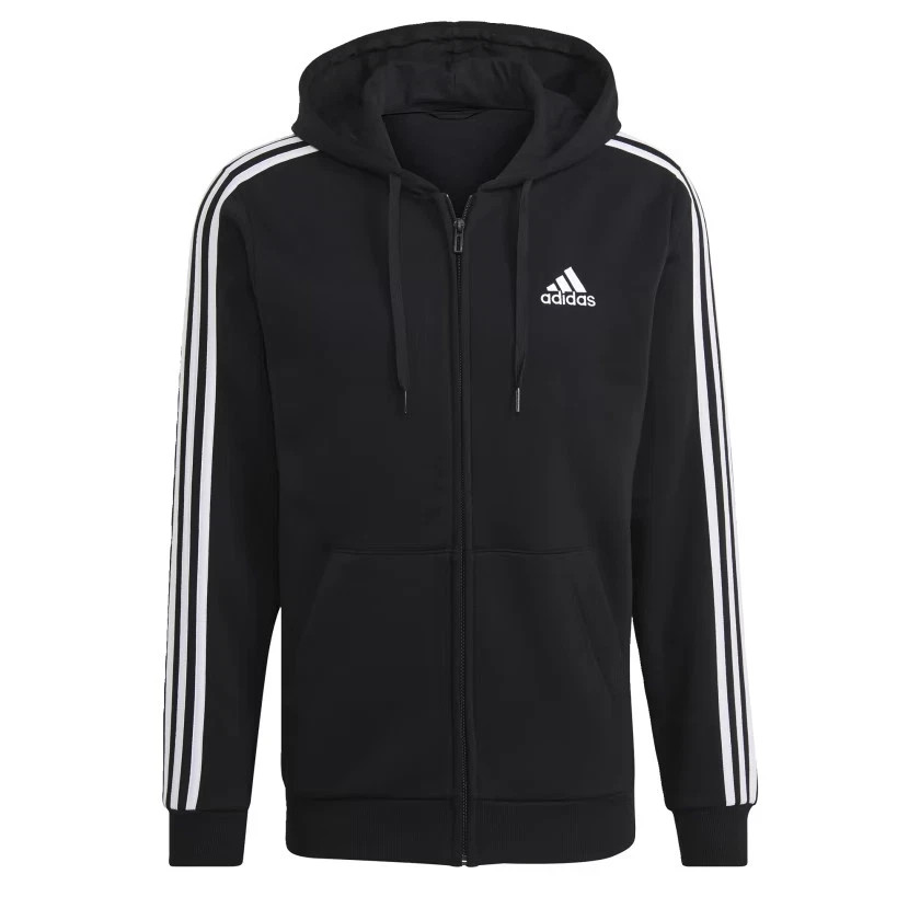 adidas men Essentials Fleece 3-Stripes Full-Zip Hoodie GK9051