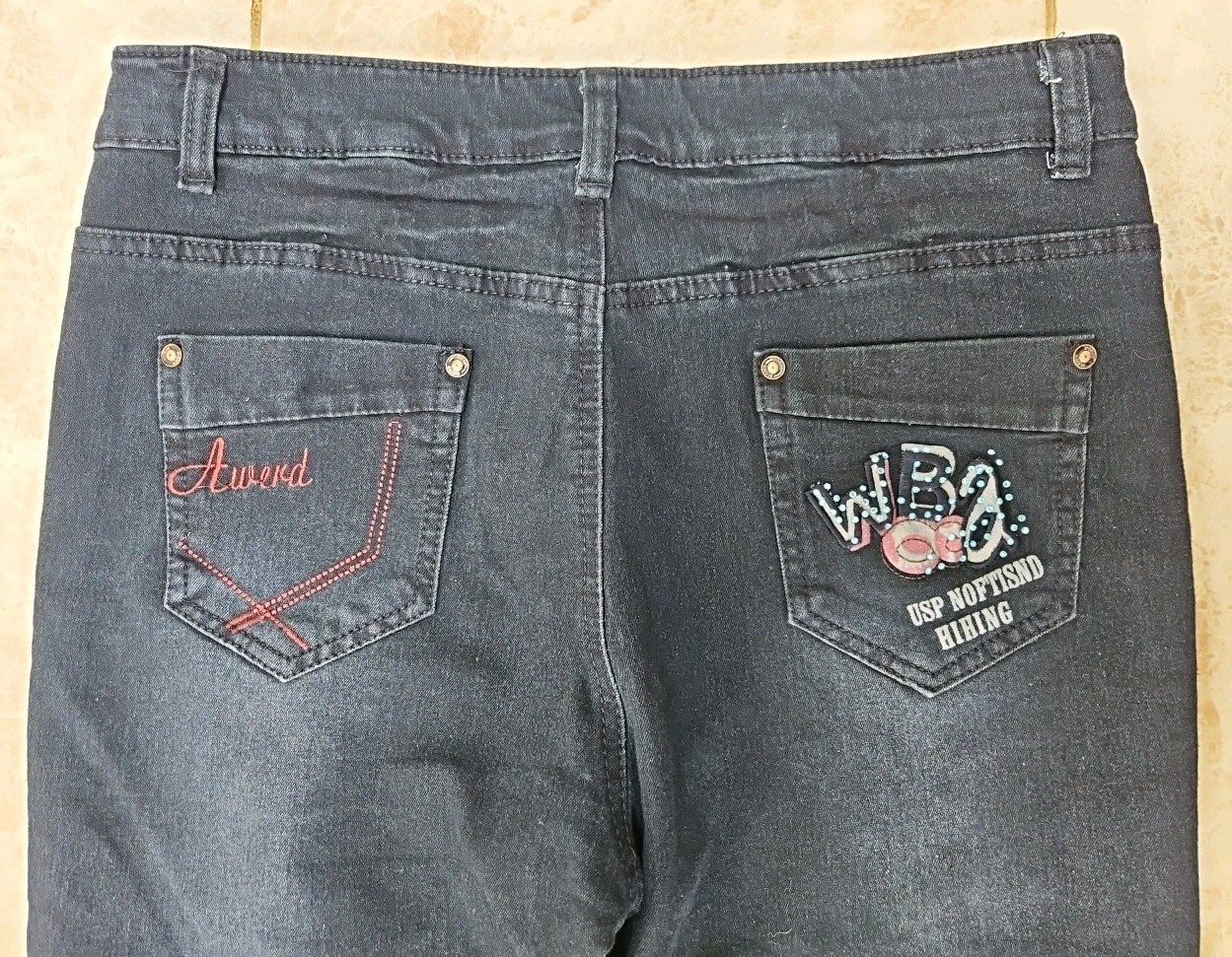 FS Clothing Mens W34 L30 Indigo Blue Boot Fit Embellished Jeans 34″ Denim Vogue