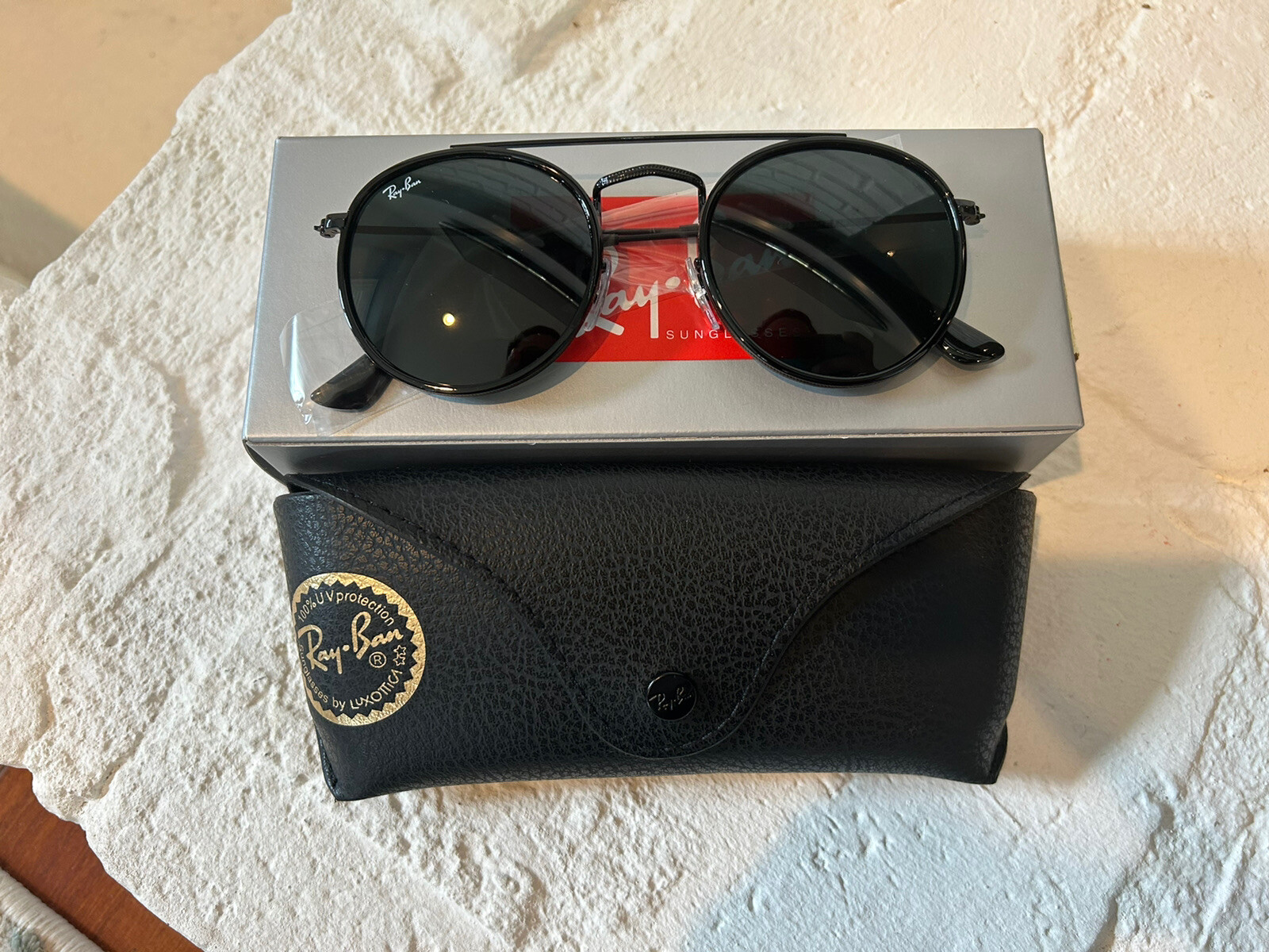 NEW Ray-Ban RB3647 Round Double Bridge 002/R5 Black Frame