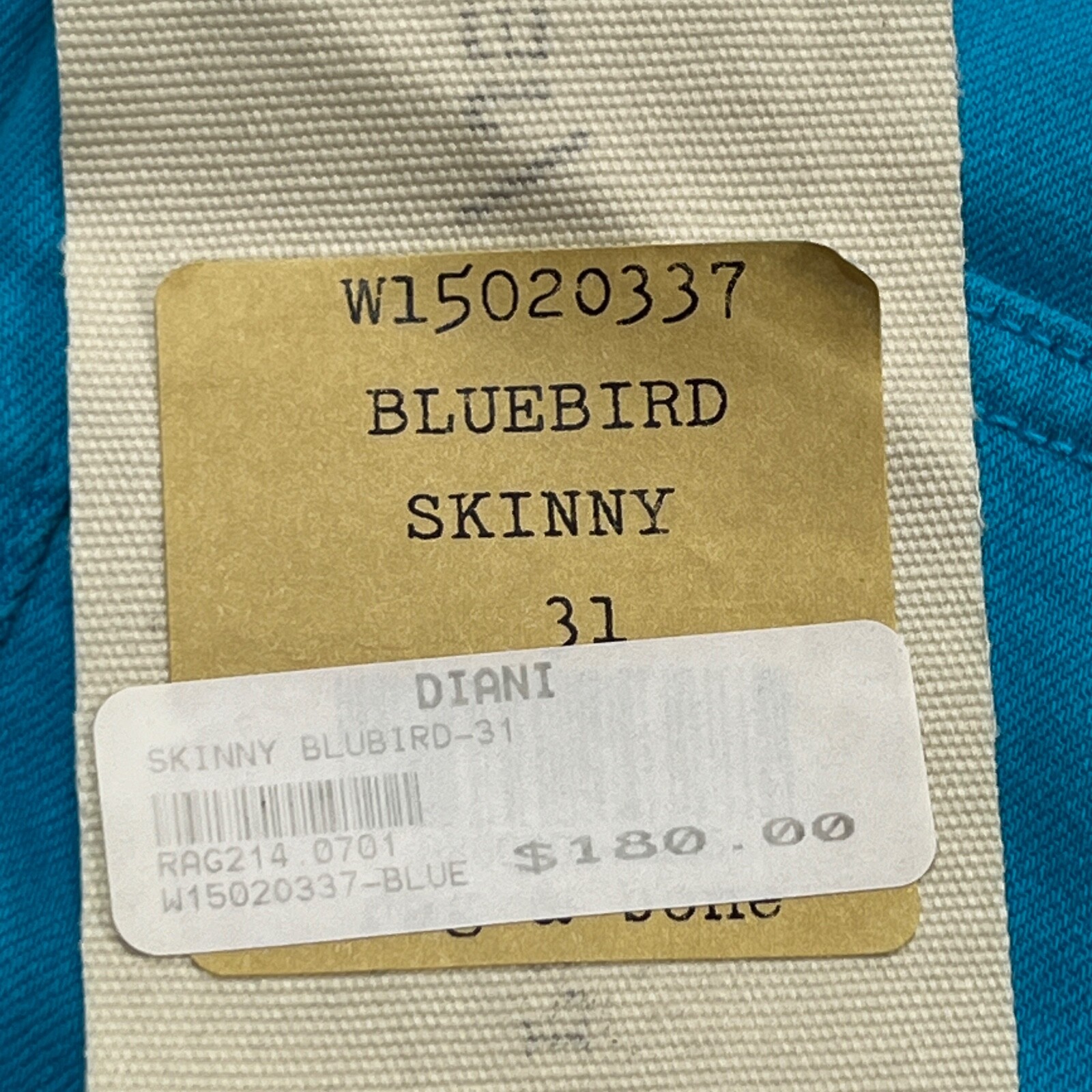 Rag & Bone Skinny Jeans Womens 31 NWT Bluebird Blue 29″ Inseam