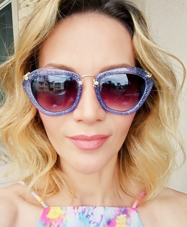 NEW Retro Square Cat Eye Glossy Glitter NOIR Fashion Big Women Sunglasses 2019