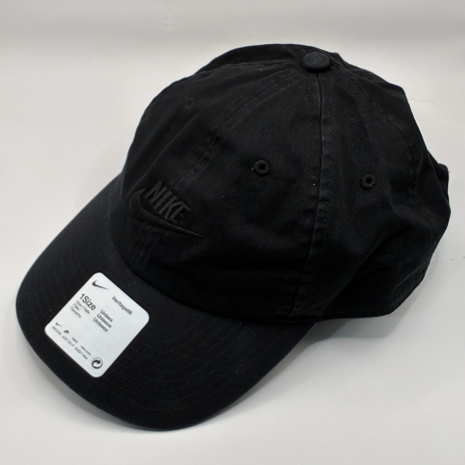 Nike Sportswear Heritage86 Futura Washed Cap Hat Black One Size 913011-011 NWT