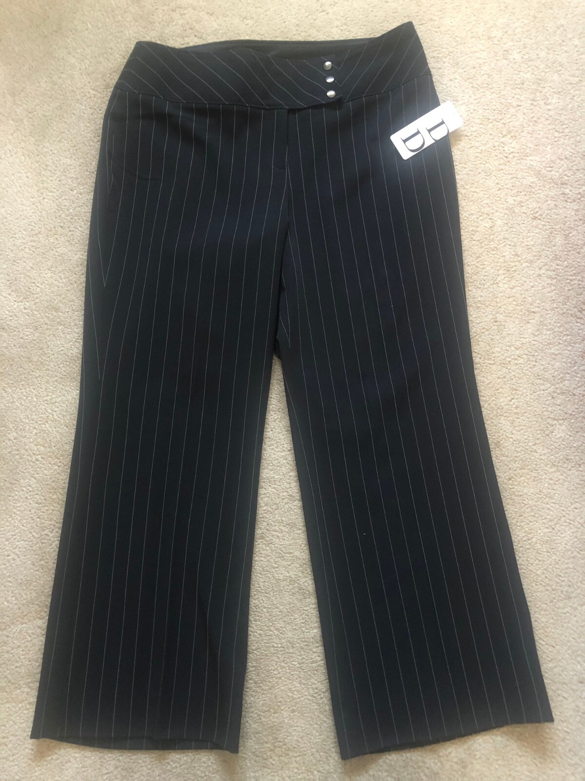 NWT Women Black Pin Stripe Dress Pants Size 10 Dalia Collection