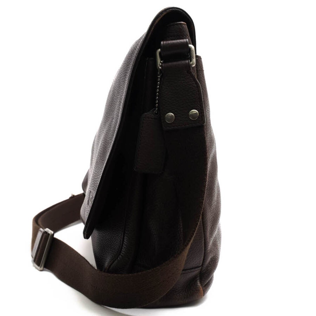 COACH shoulder bag for men leather dark brown F70423 CAMDEN pebbled leather mes