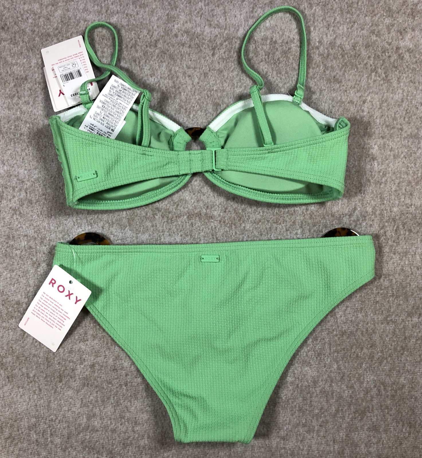 ROXY Color Jam Bikini Set Small UK 8 Absinthe Green 34A 32B 30C 2-Piece Swimwear