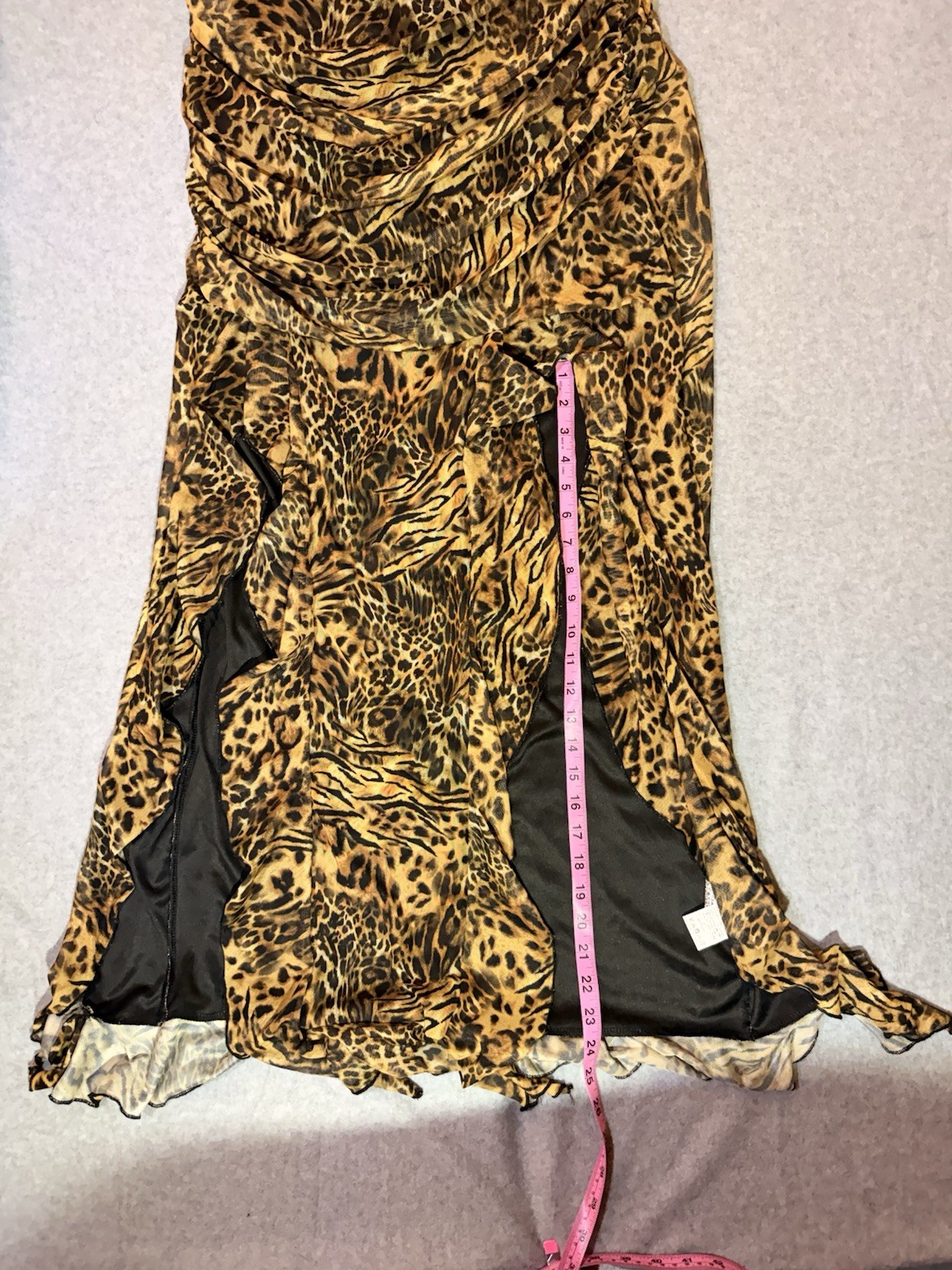 Women’s Strapless Leopard Animal Print Ruffle Maxi Dress Stretch Pullover 2XL