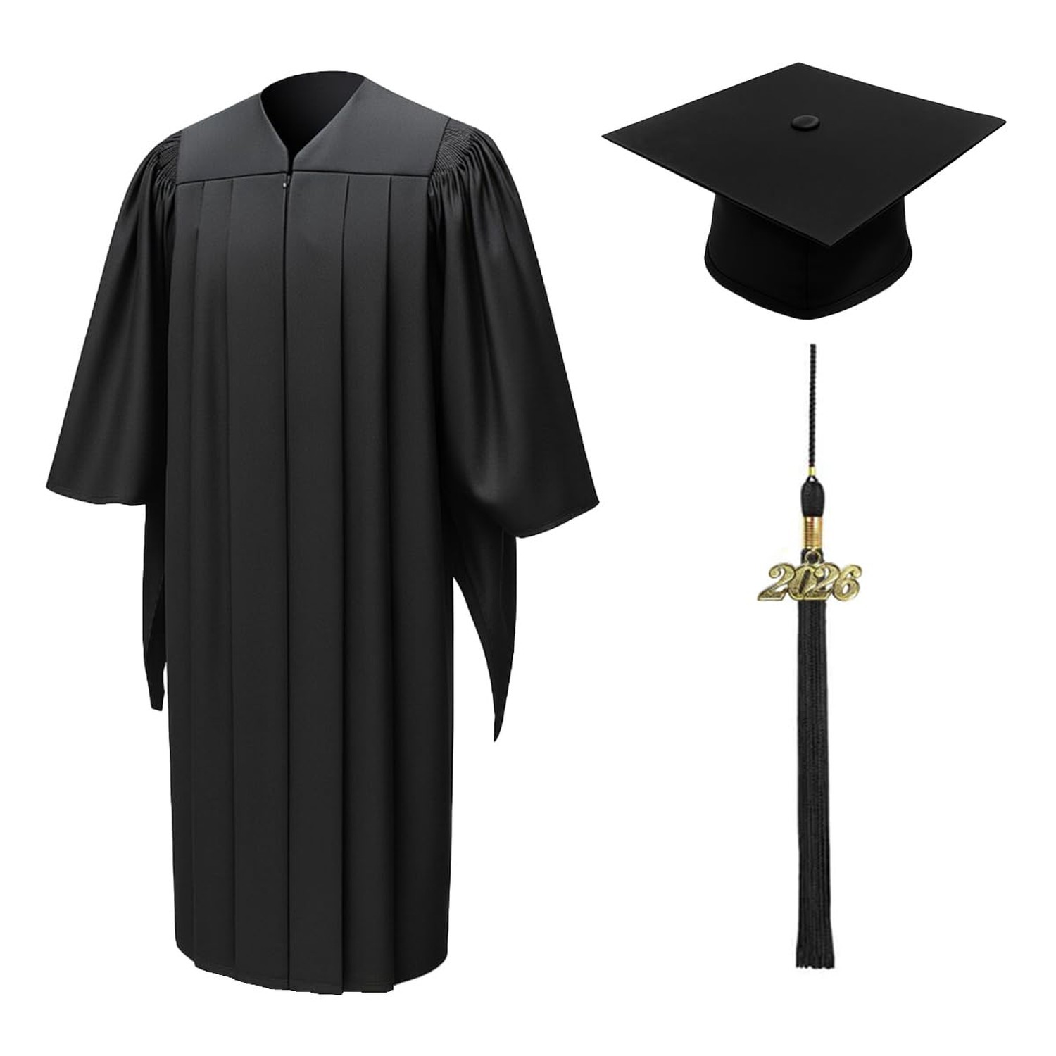 CLERKMANS Unisex Deluxe Masters Graduation Gown, Cap & Tassel with Year Date …