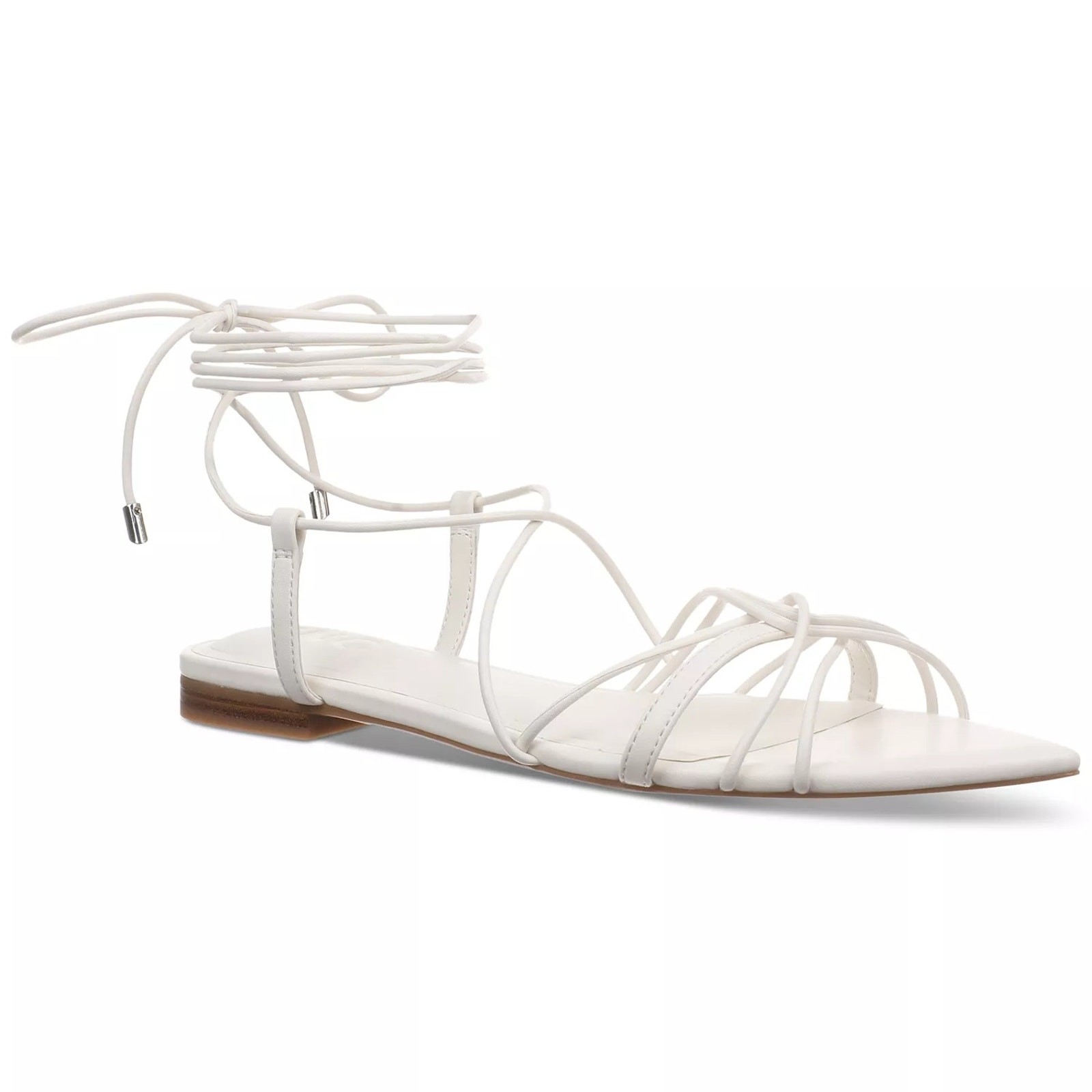 INC INTL Concepts Women Kharmaa Ankle Wrap Flat Sandals Size US 8.5M White