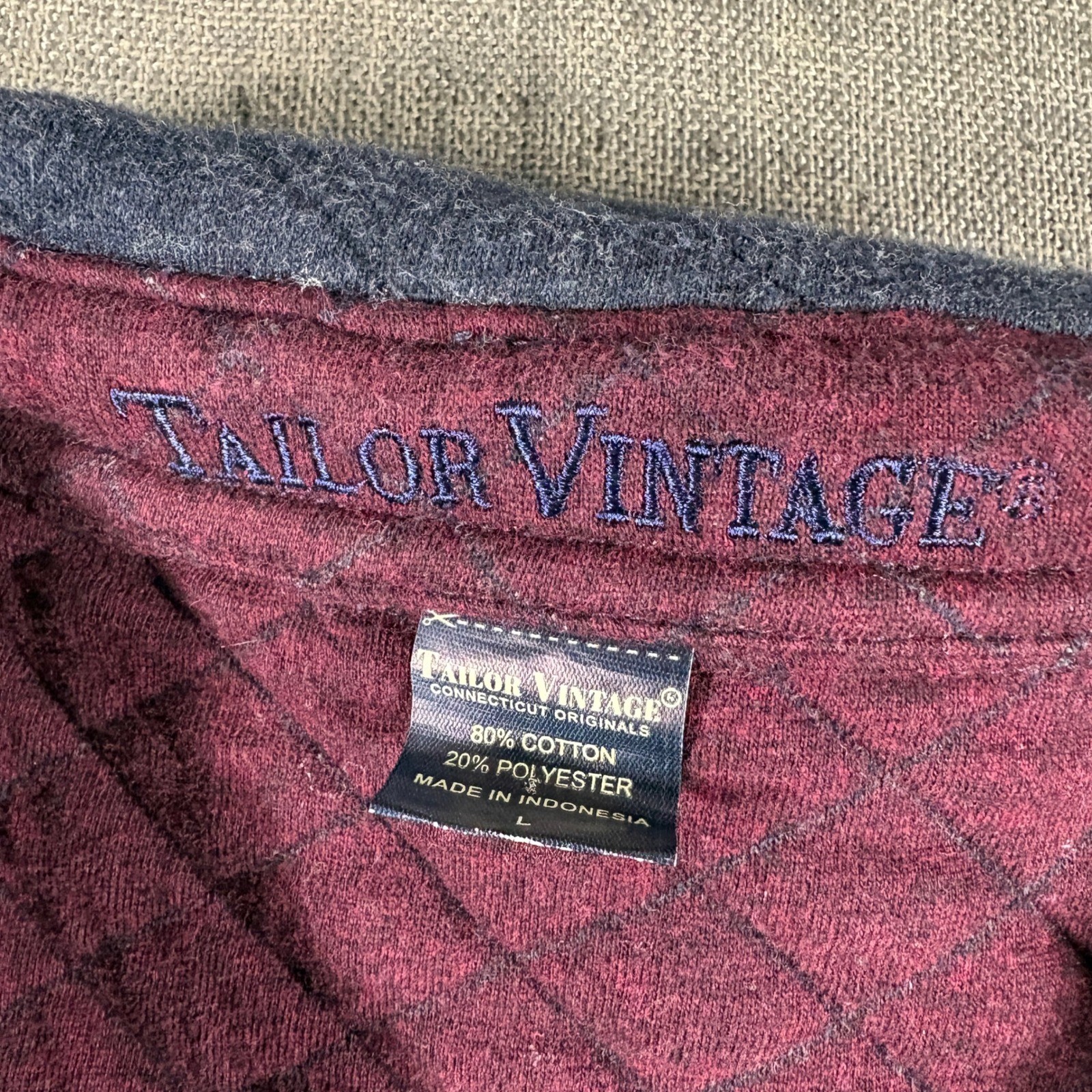 Tailor Vintage Quilted Shirt Jacket Women Large Navy Blue Button Front Shacket
