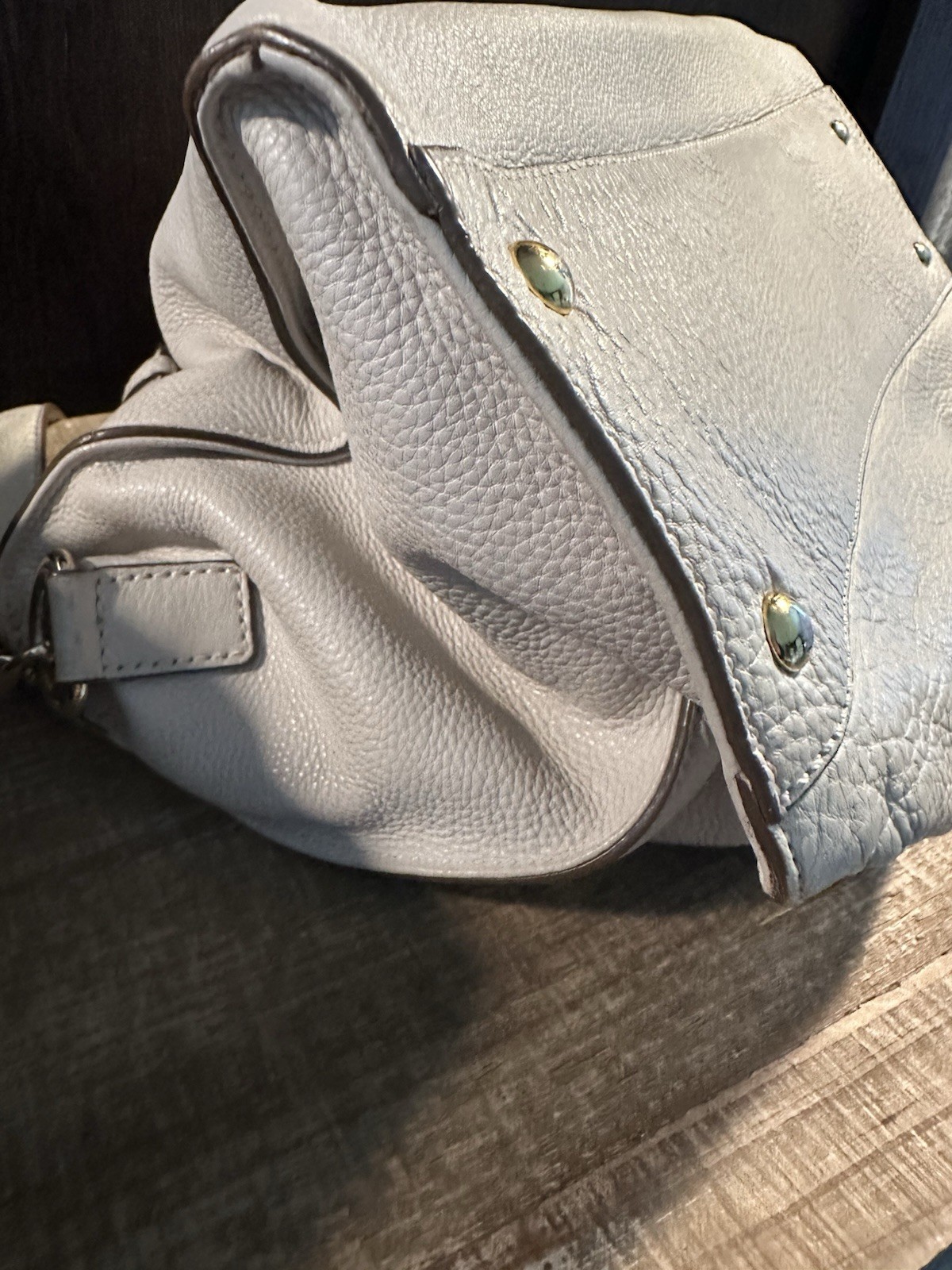 Michael Kors Large Beige Pebbled Satchel Top Handle, Strap, Gold Hardware