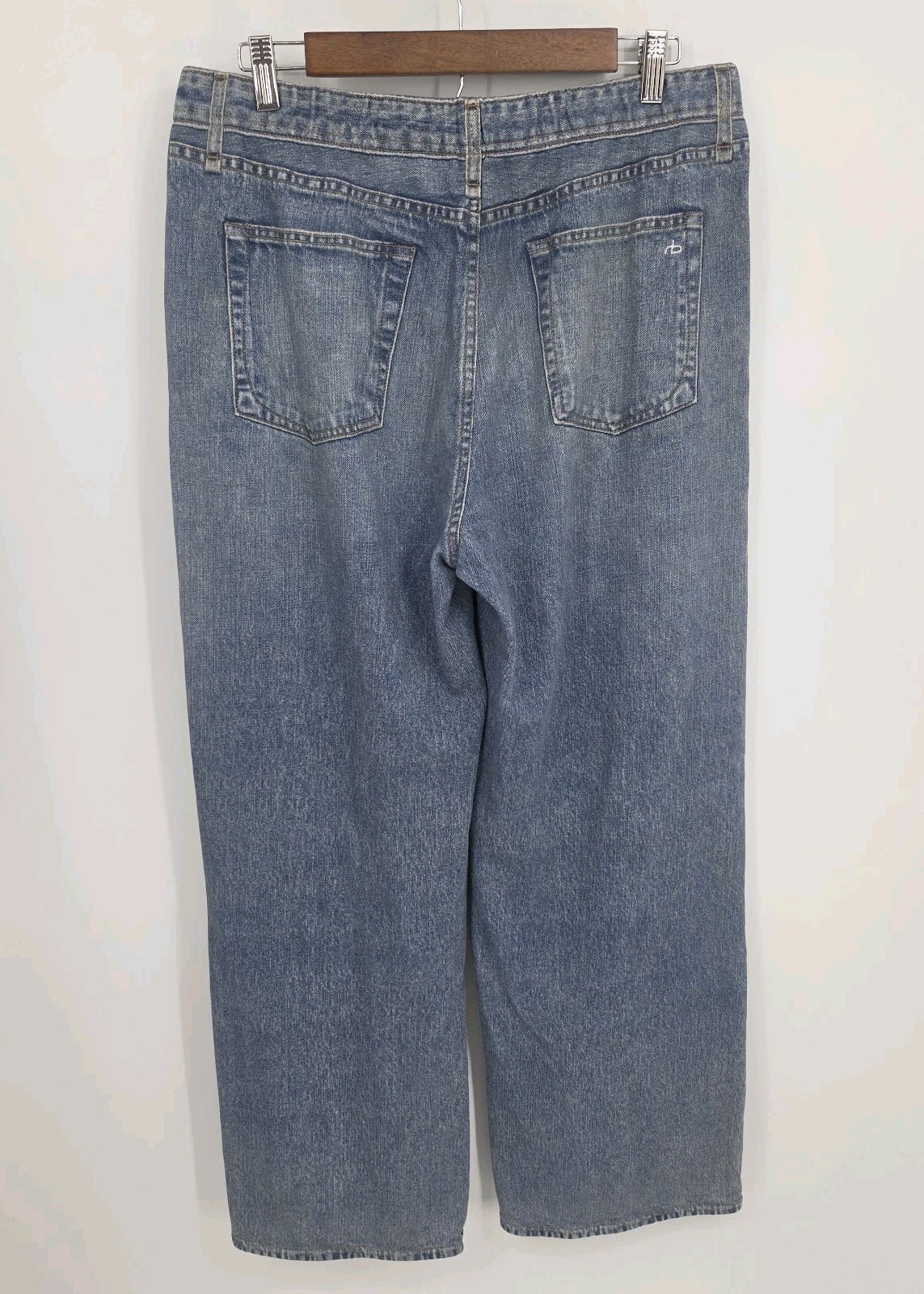 Rag & Bone Miramar Wide Leg Pants Sz L Scarlet Medium Blue Jeans Cotton Terry